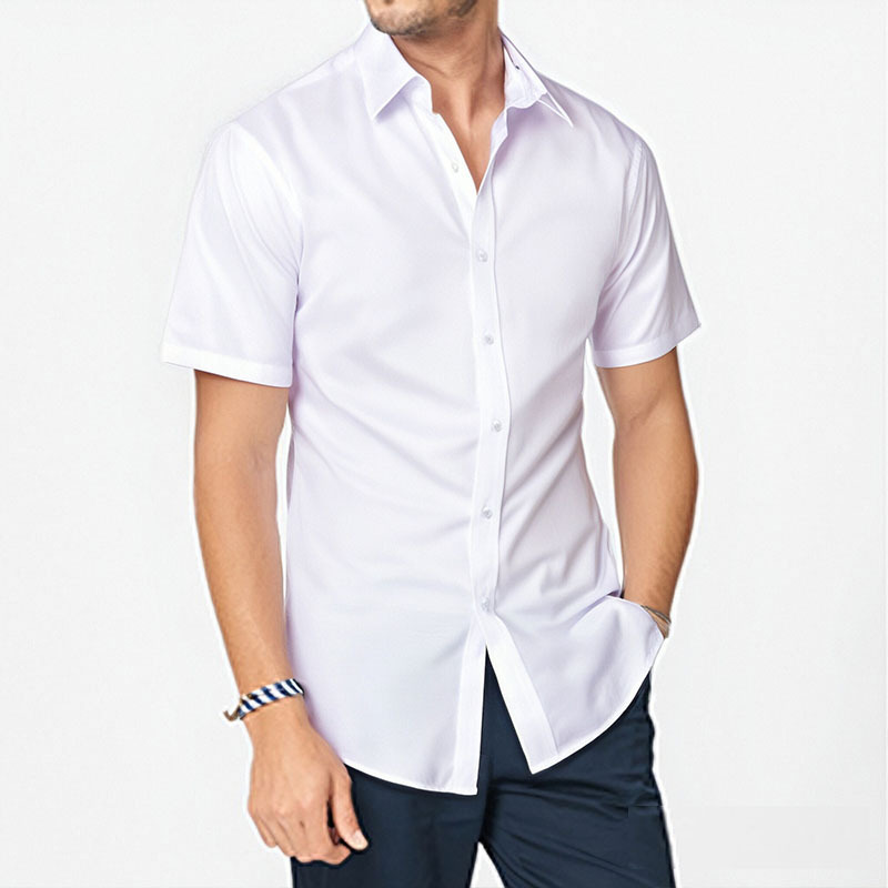 Boxy Fit Linen Blend Short Sleeve Shirt in White