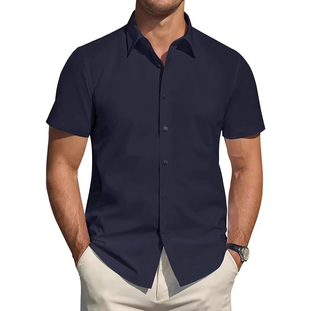 Boxy Fit Linen Blend Short Sleeve Shirt in White