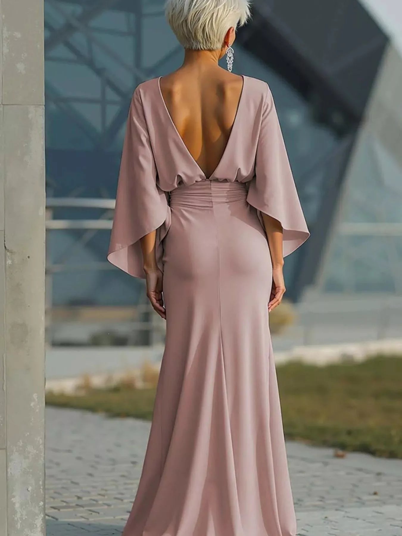Batwing Ruched Maxi Dress | 6 Colors-Tactilefable
