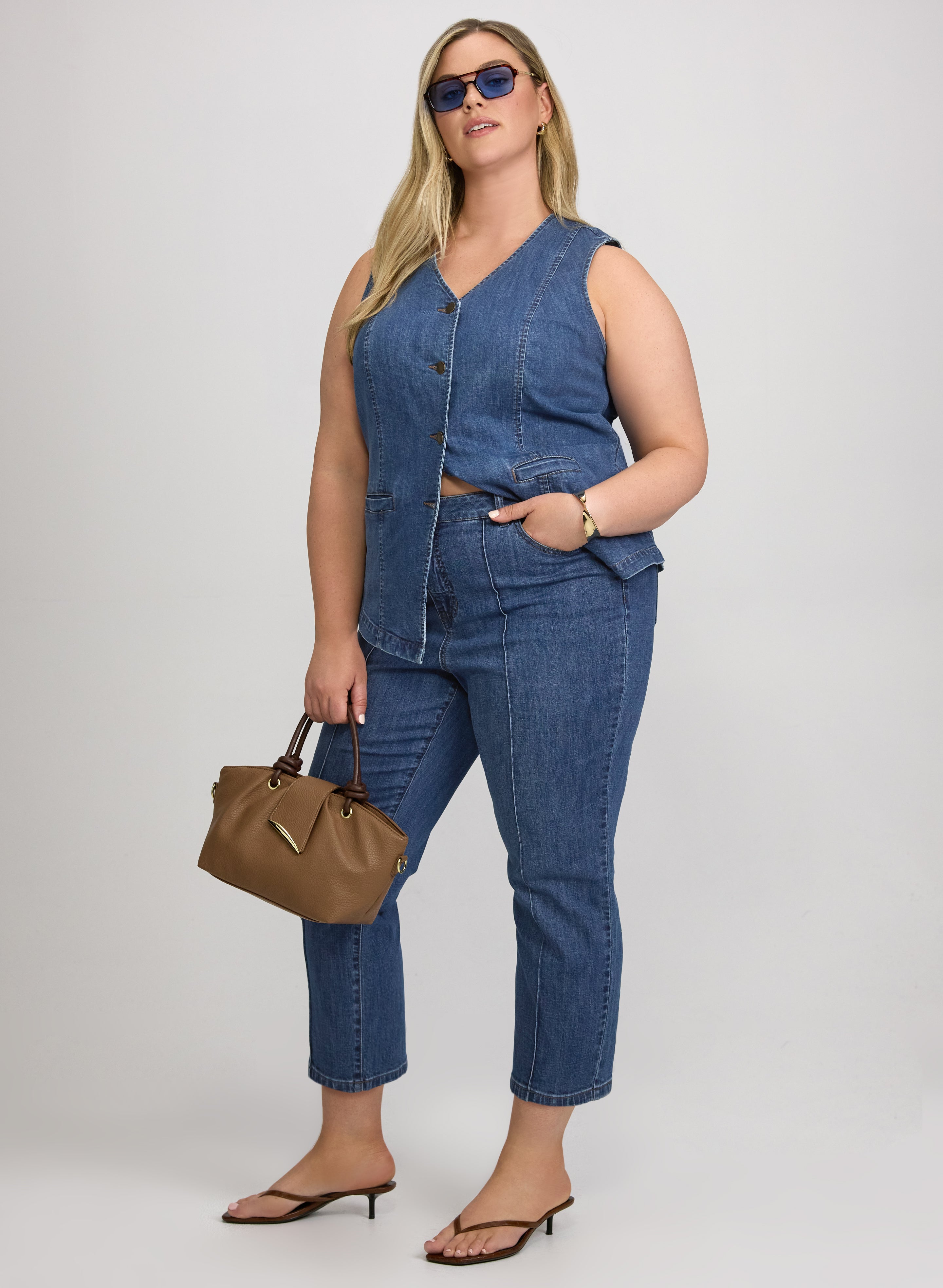 Melanie Lyne - Pinched Seam Denim Capris-Tactilefable