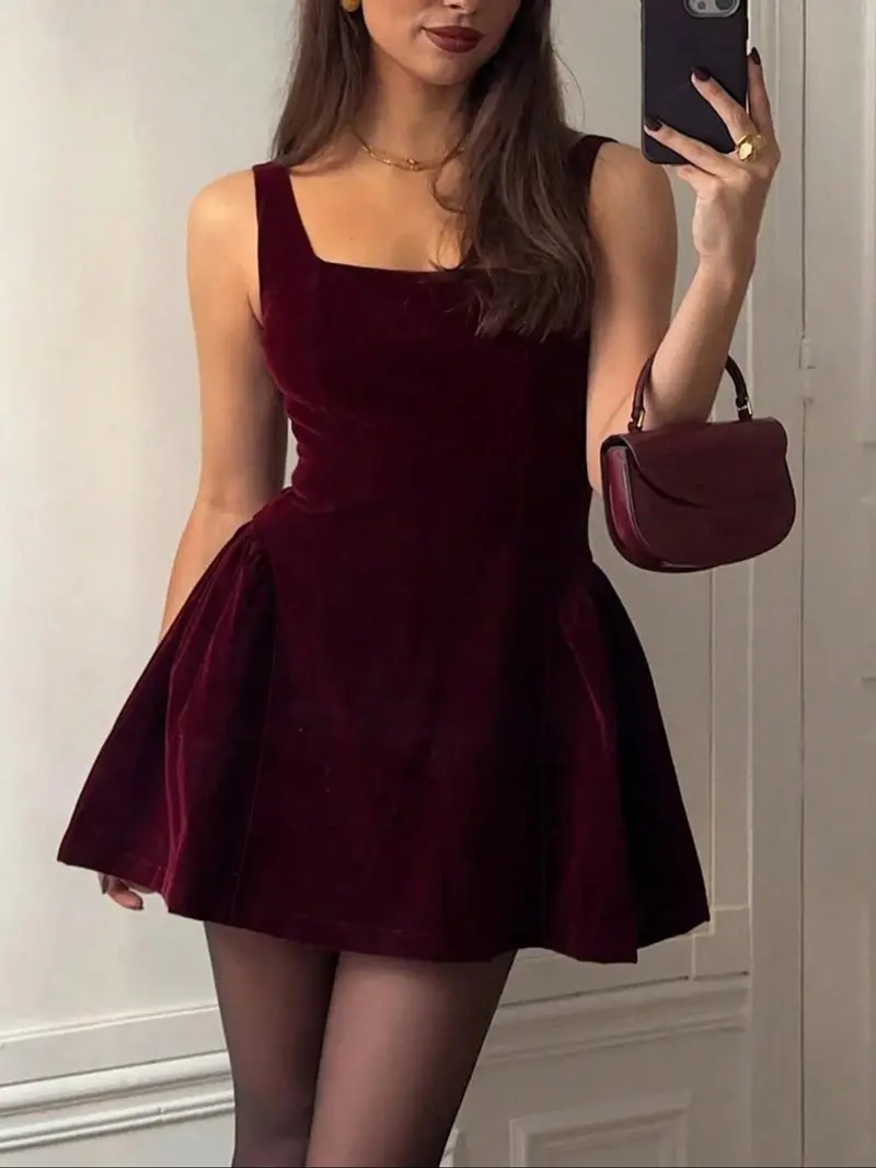 French Elegance Women's Fitted Short Dress, Bodycon Party Dress, Figure Hugging Dress, Romantic Date Night Gown, Formal Evening Wear, Elegant Chic, Christmas Autumn Winter Vintage Backless Sleeveless Mini Dress French Elegance Women's Fitted Short Dress, Bodycon Party Dress, Figure Hugging Dress, Romantic Date Night Gown, Formal Evening Wear, Elegant Chic, Christmas Autumn Winter Vintage Backless Sleeveless Mini Dress