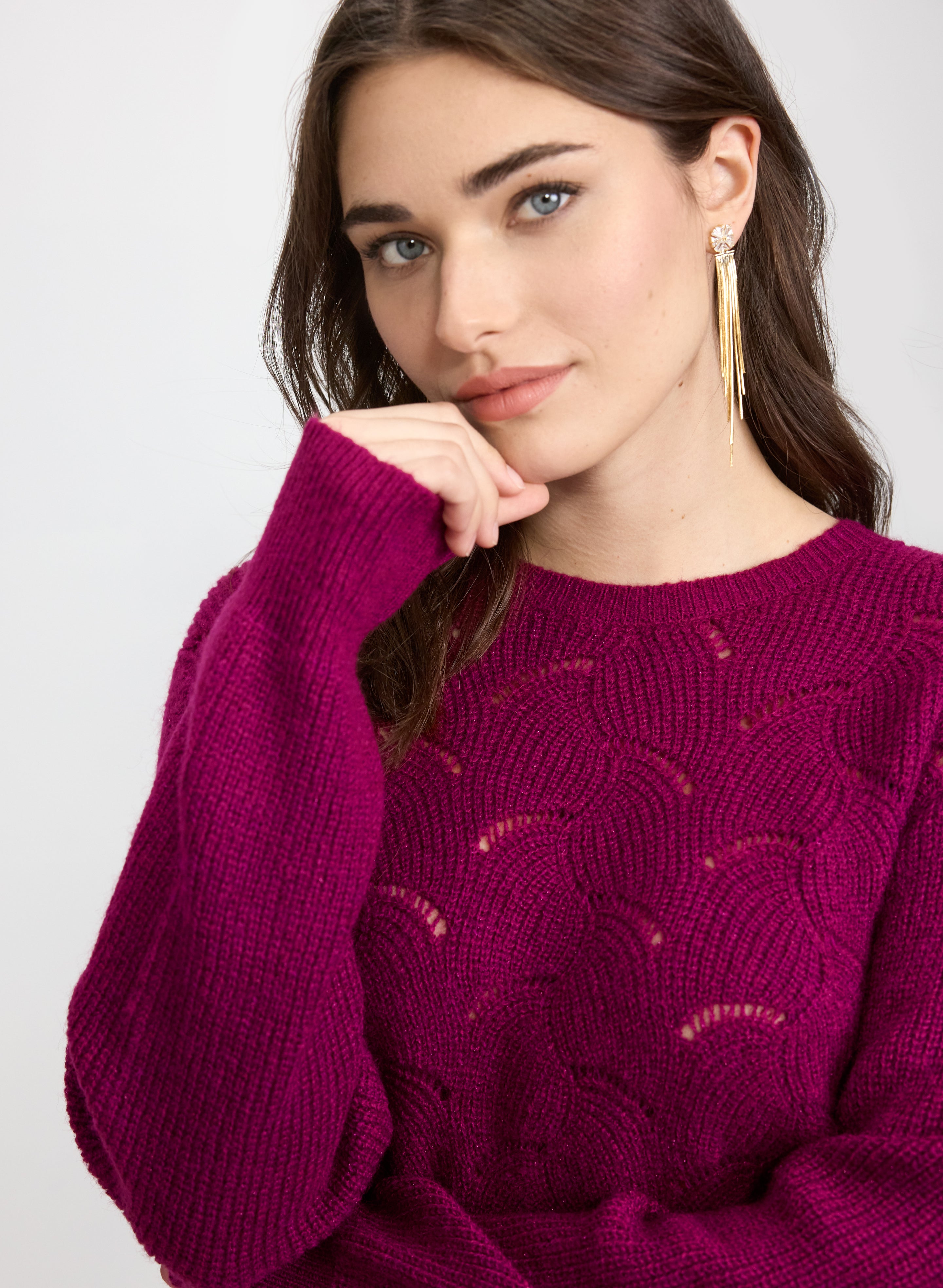 Open Knit Metallic Sweater-Tactilefable