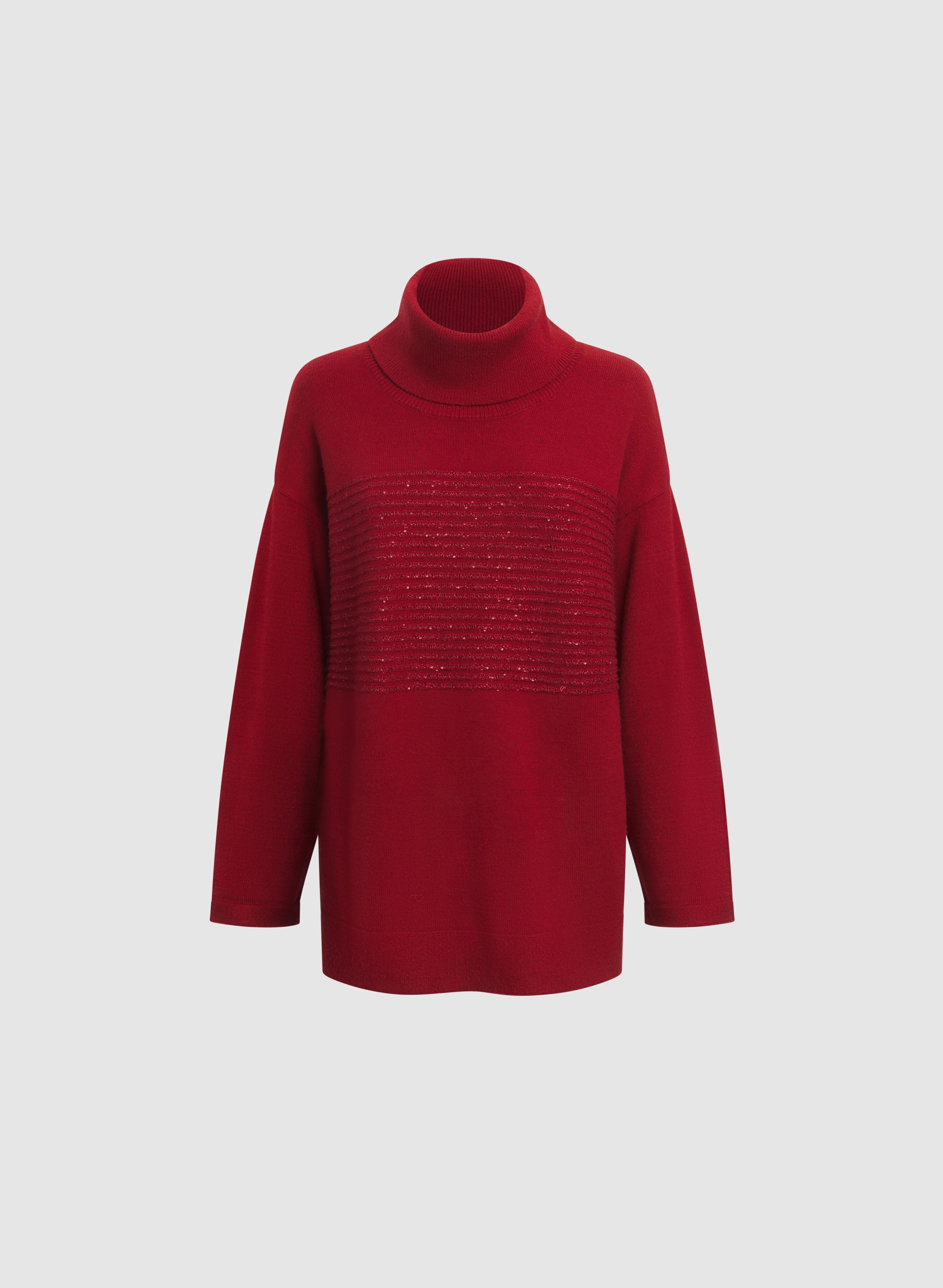 Sequin Striped Cowl Neck Sweater-Tactilefable