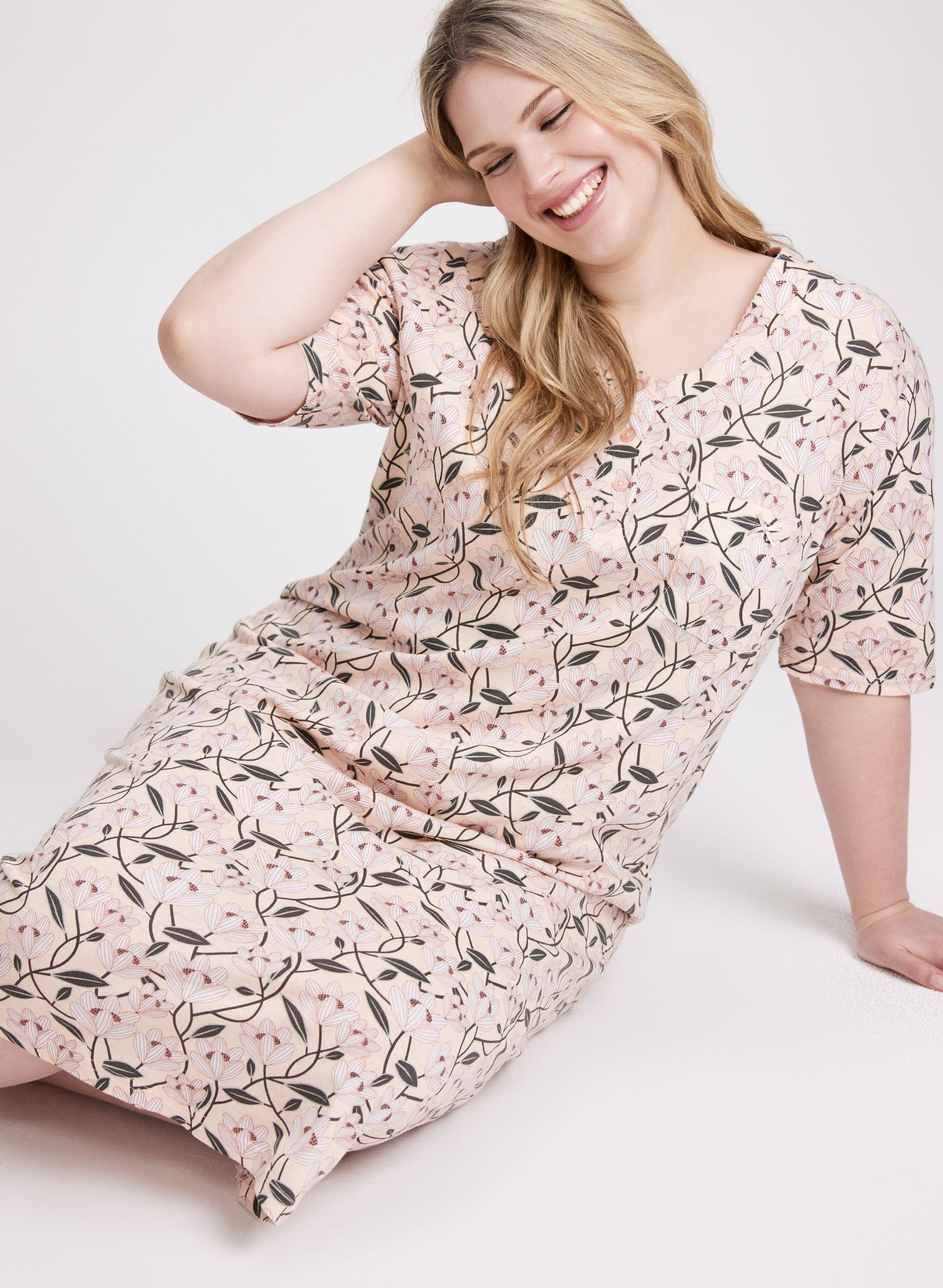 Mixed Print Nightgown-Tactilefable