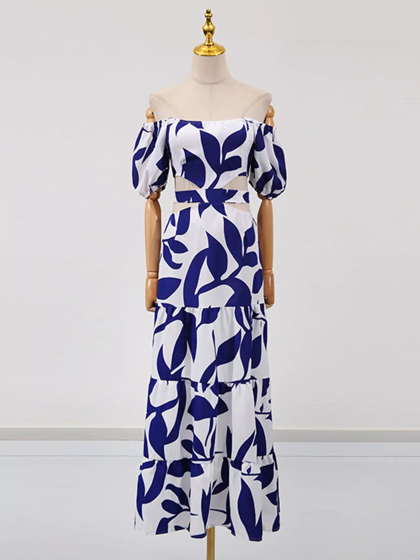 Lake Como Ruffle Off-Shoulder Cutout Maxi Dress | 3 Colors | Poundton-Tactilefable