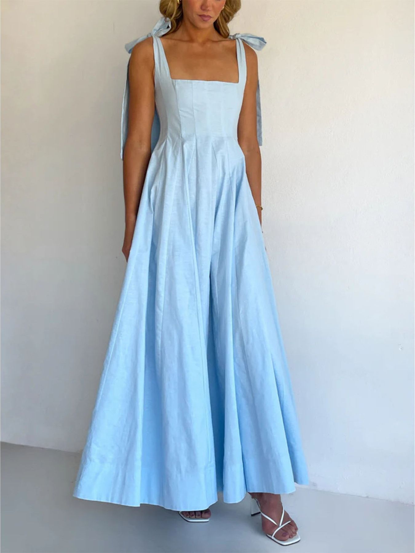 Pastel Promenade Tie-Shoulder Maxi Dress | 3 Colors-Tactilefable