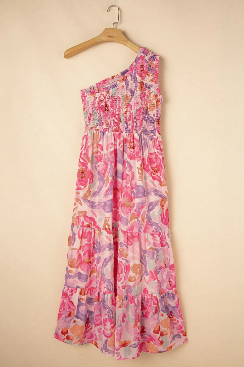 Floral One Shoulder Maxi Dress-Tactilefable