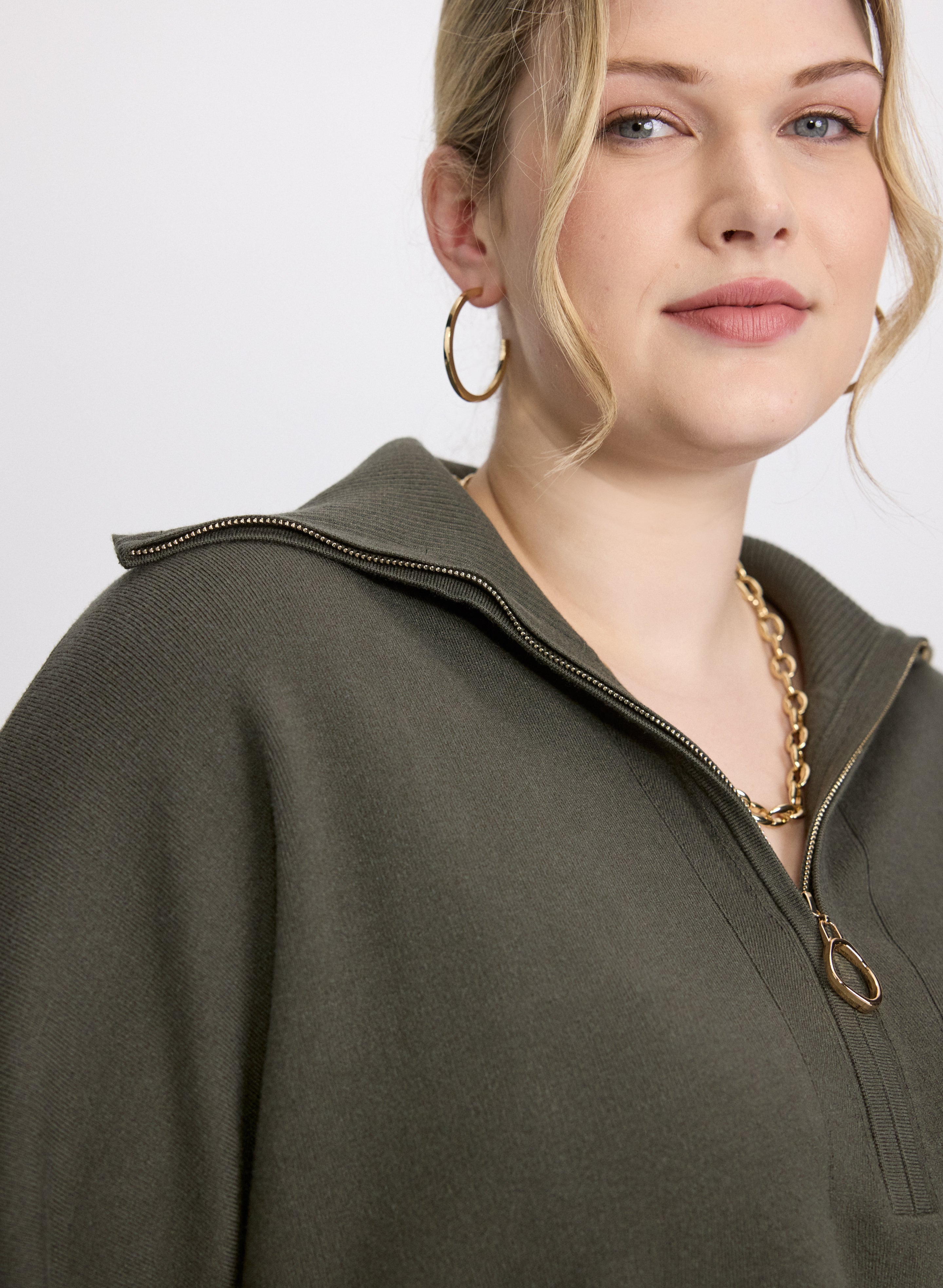 Joseph Ribkoff - Zip-Up Pullover Sweater-Tactilefable