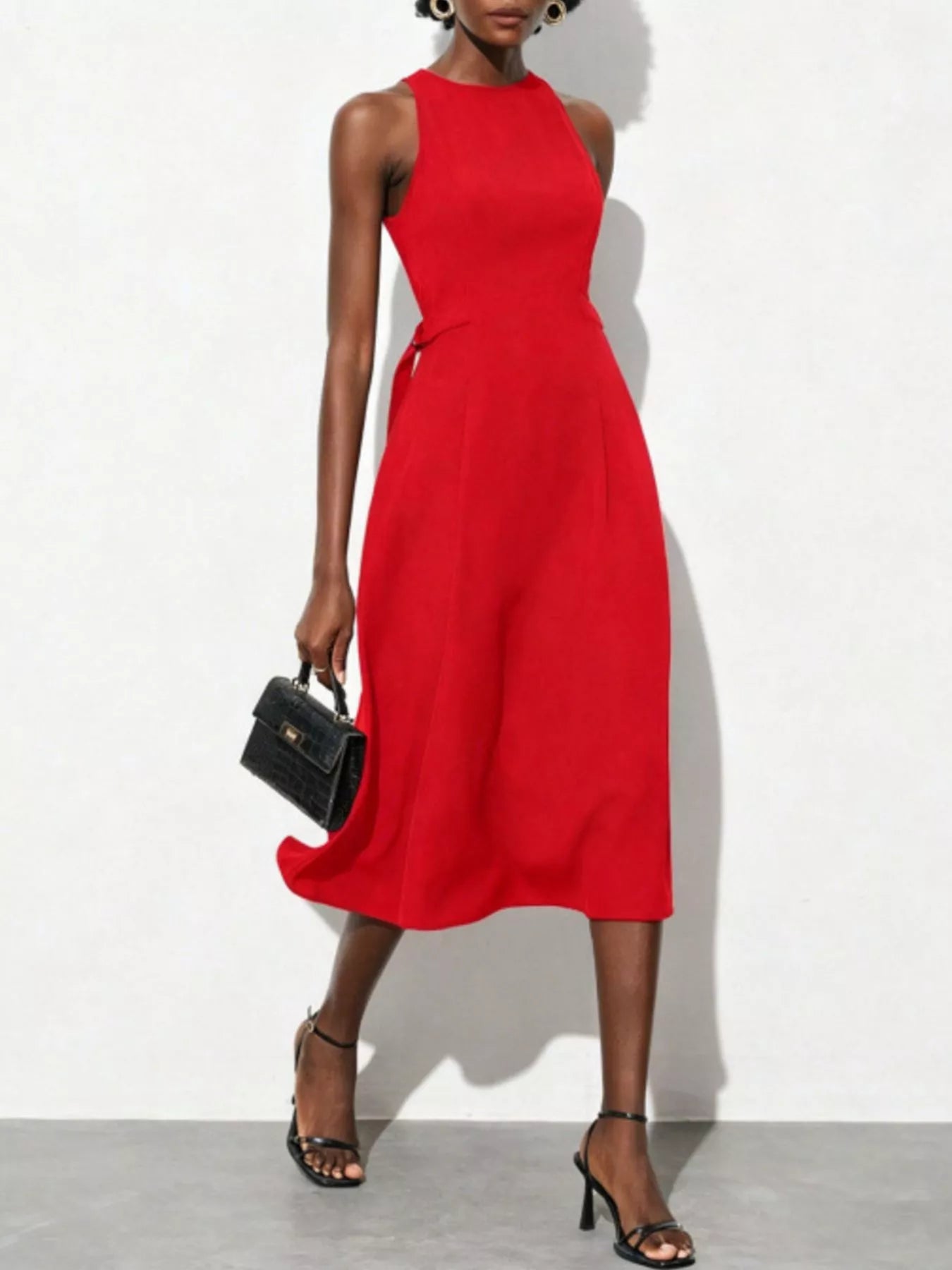 Ladylike Sleeveless Midi Dress-Tactilefable