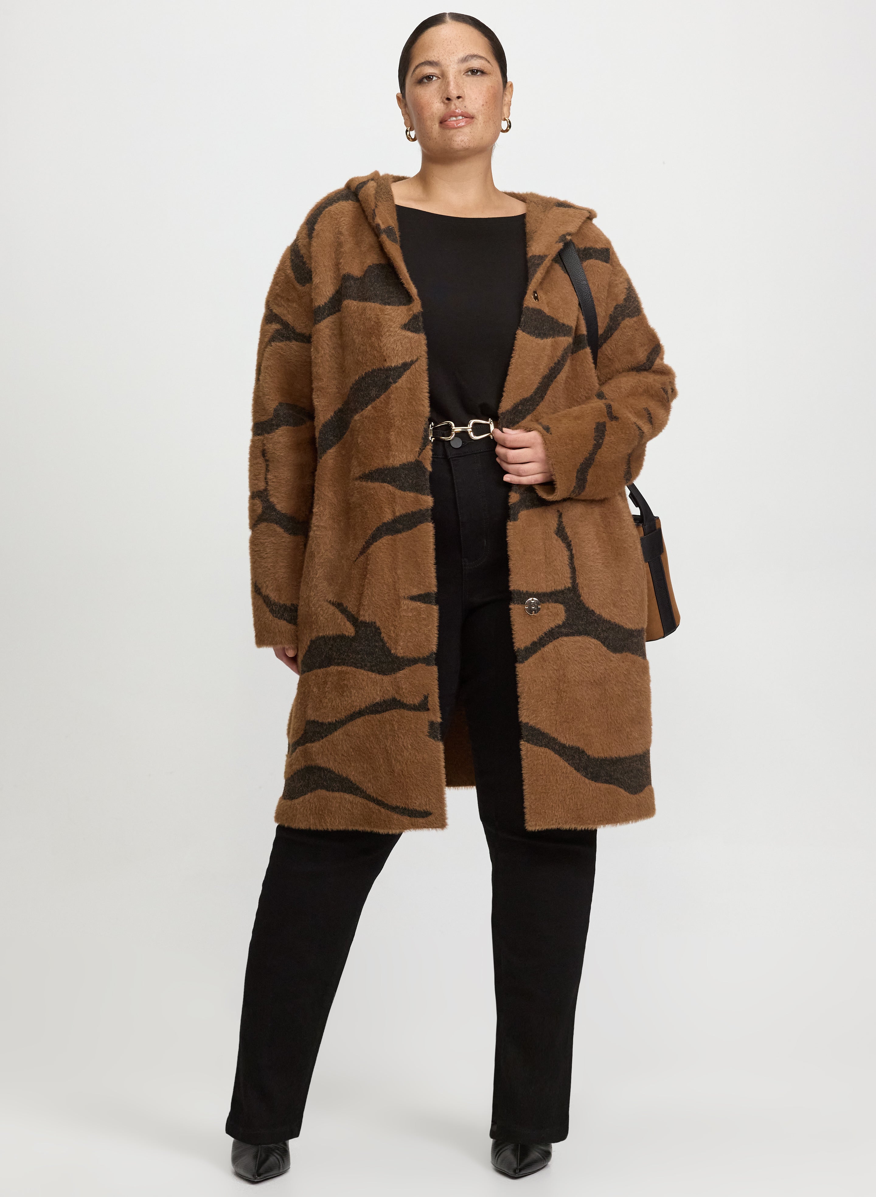 Joseph Ribkoff - Hooded Zebra Print Cardigan-Tactilefable