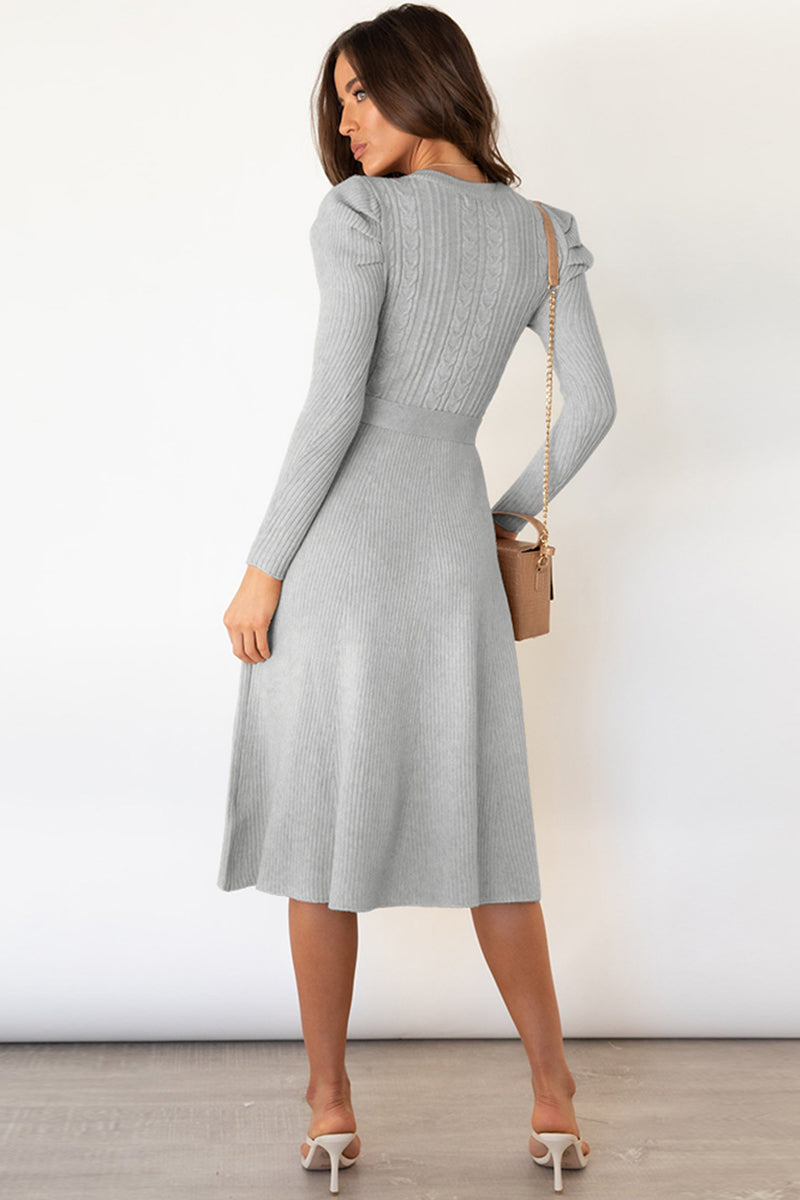 Daniela Round Neck Long Sleeve Tie Waist Sweater Dress | 5 Colors-Tactilefable