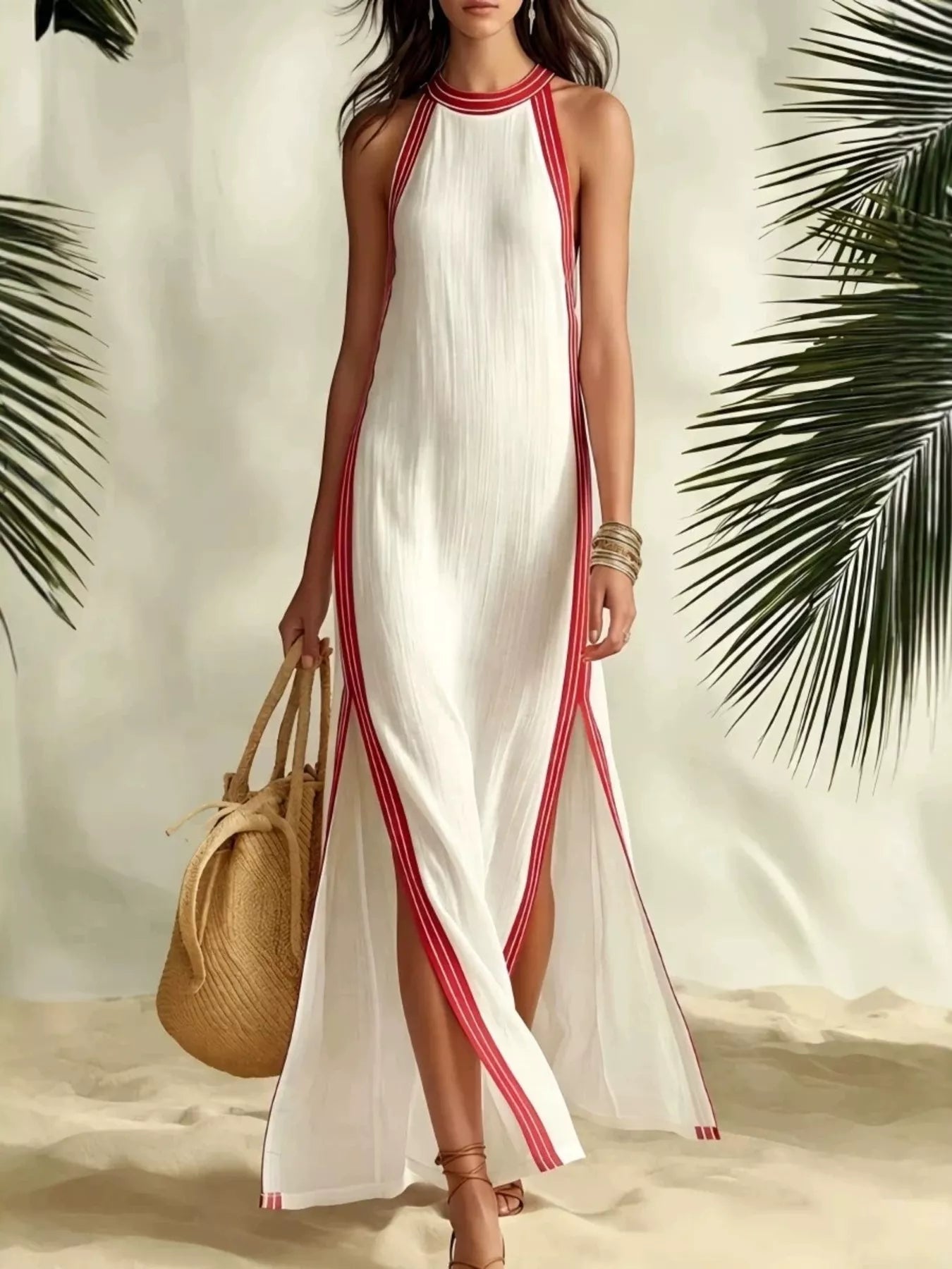 Josephine Slit Striped Edge Sleeveless Maxi Dress | 3 Colors-Tactilefable