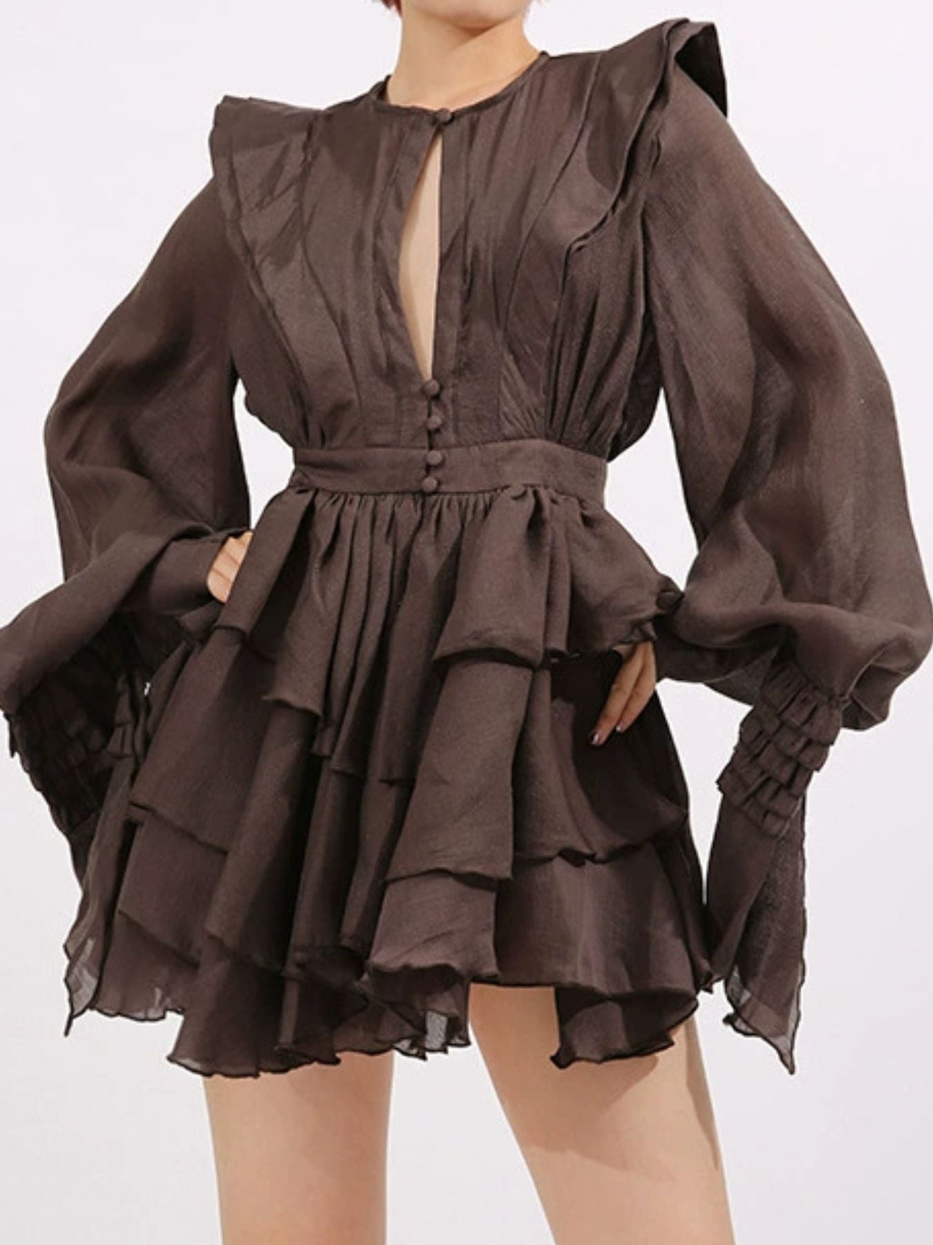 Layer Cake Ruffled Long Sleeve Mini Dress | 3 Colors-Tactilefable