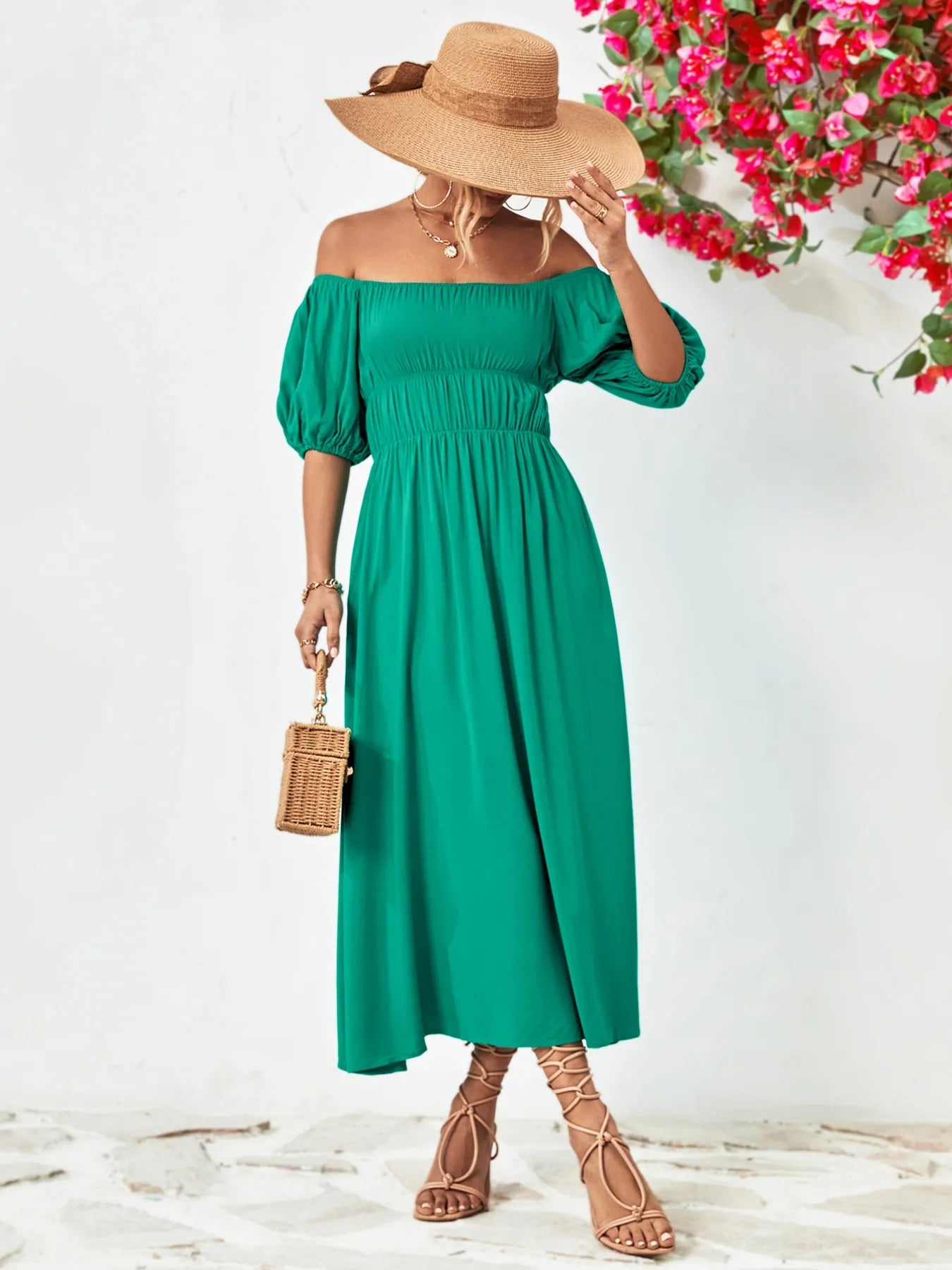 Boho Chic Puff Sleeve Maxi Dress | 3 Colors-Tactilefable