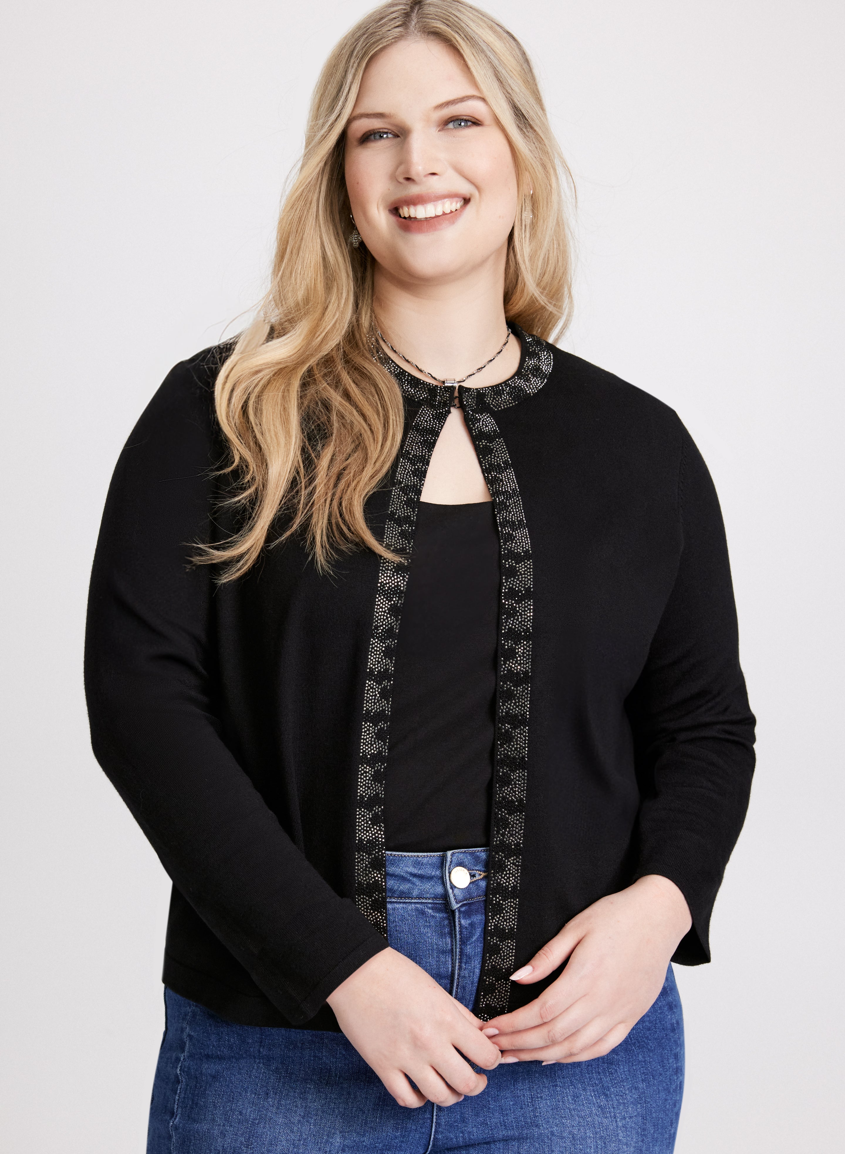 Rhinestone Detail Cardigan-Tactilefable