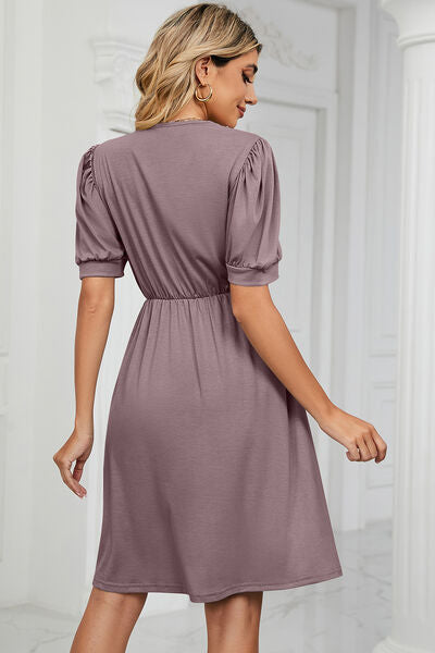 Calipso V-Neck Puff Sleeve Dress | 8 Colors-Tactilefable