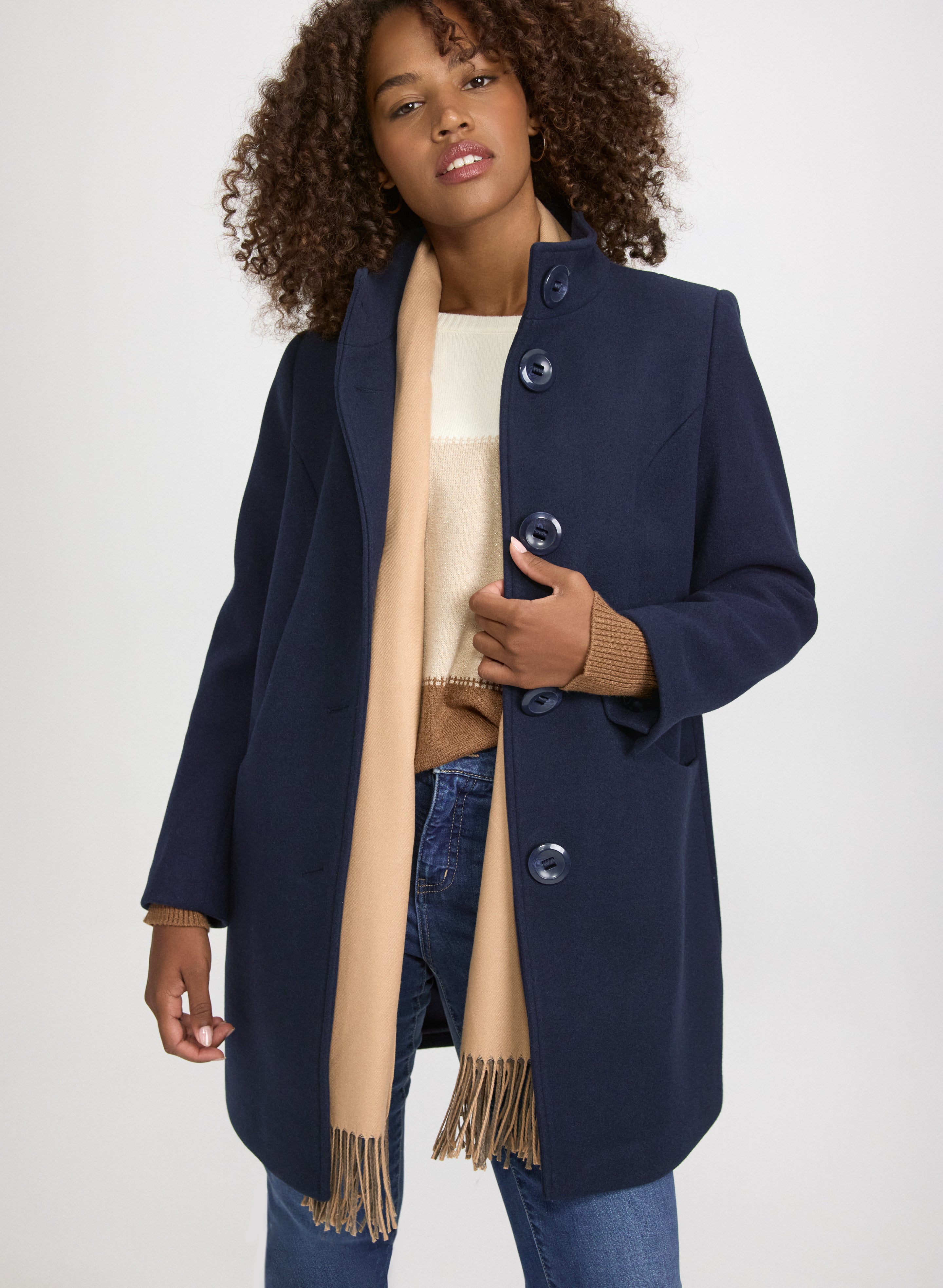 Stretch Wool-Blend Coat-Tactilefable