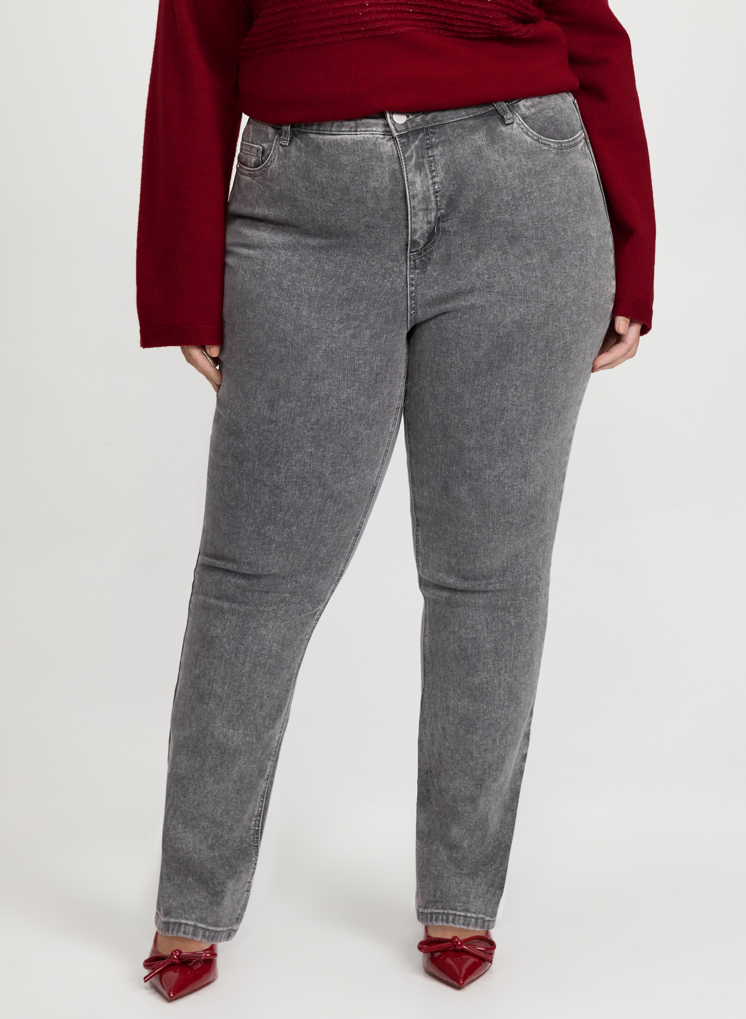 Faded Straight-Leg Jeans-Tactilefable