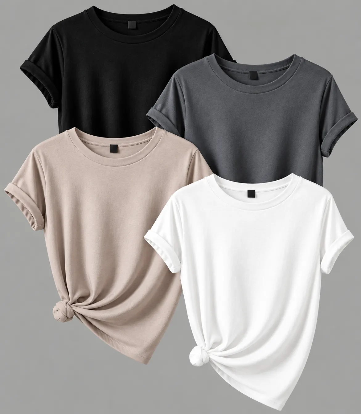 Relaxed Roll Cuff Crew Neck Tee-Tactilefable