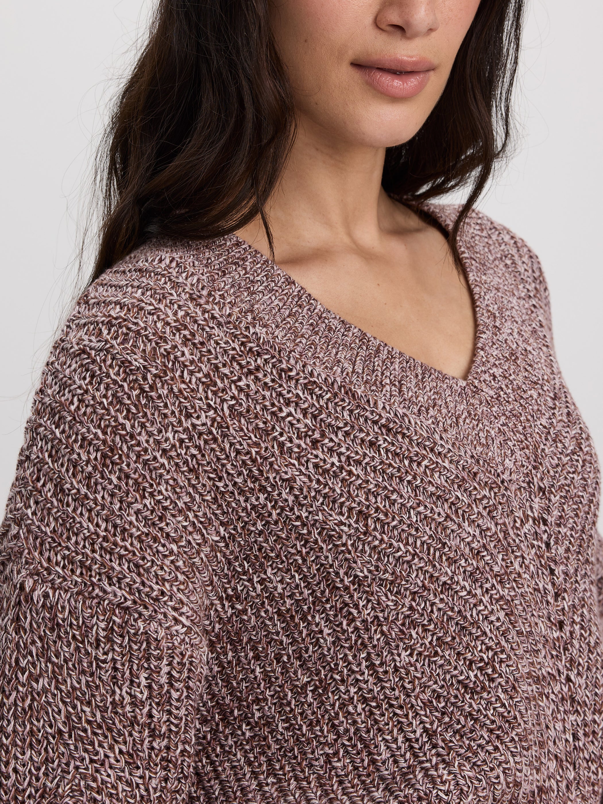 Long-Sleeve V-Neck Sweater with Half-Cardigan Stitches-Tactilefable