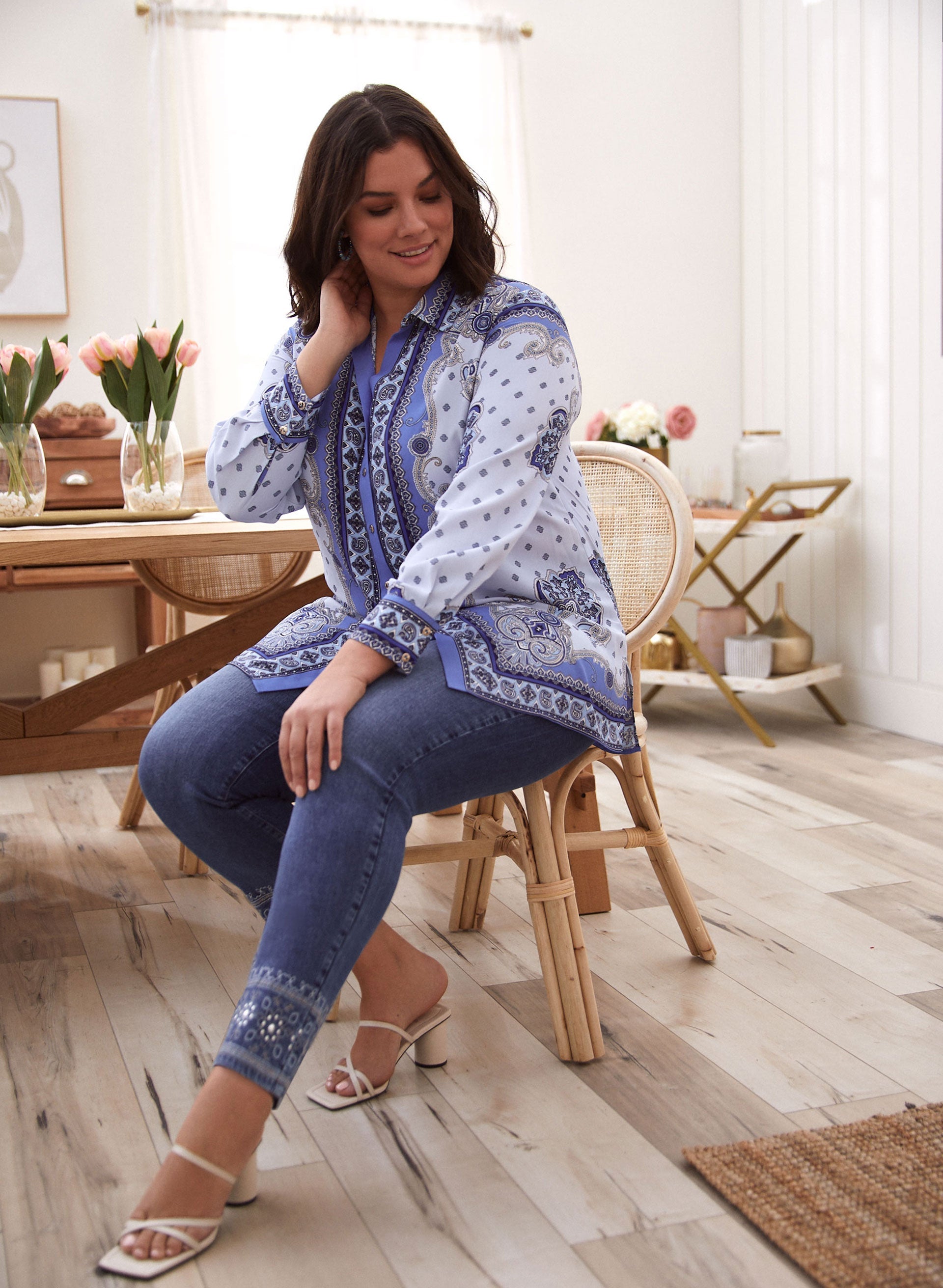 Embroidered Straight Leg Jeans-Tactilefable