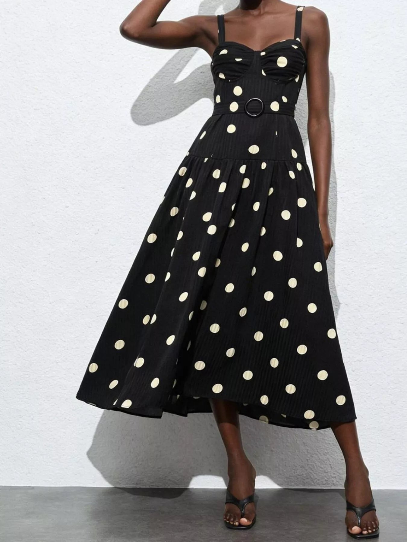 Polka Dot Sweetheart Midi Dress-Tactilefable