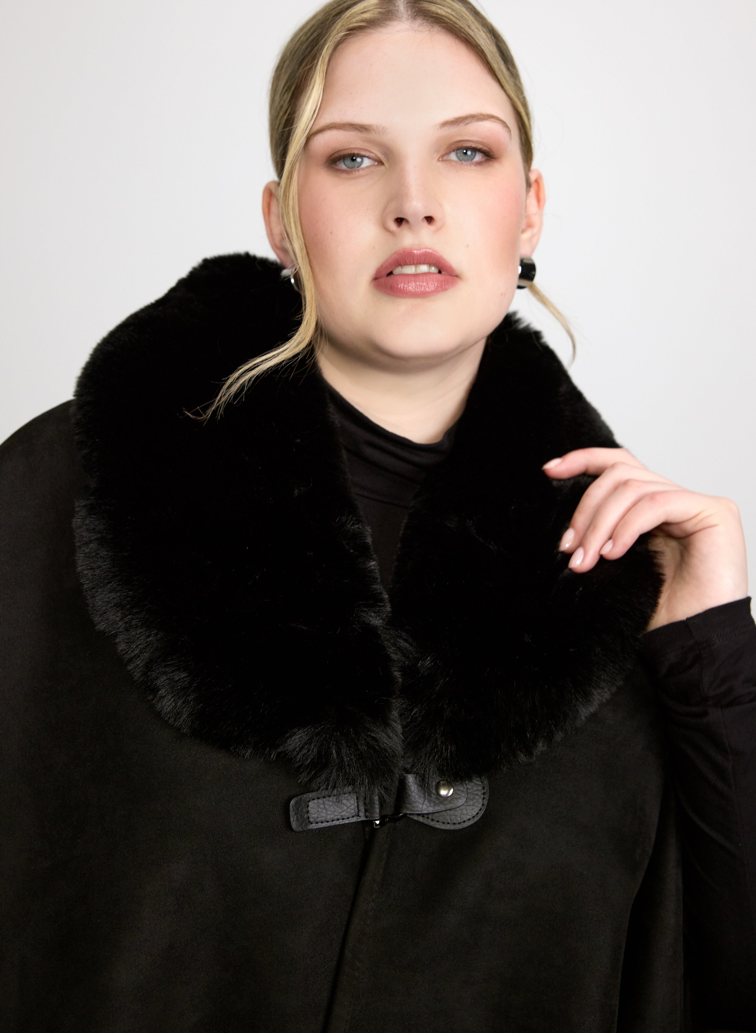 Faux-Suede Poncho-Tactilefable