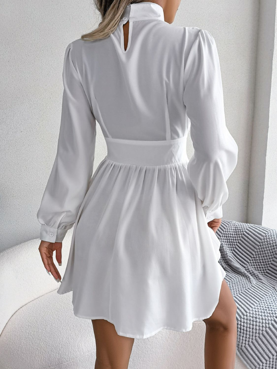 Jennifer Cutout Turtleneck A-Line 80s Swing Mini Dress | 3 Colors-Tactilefable