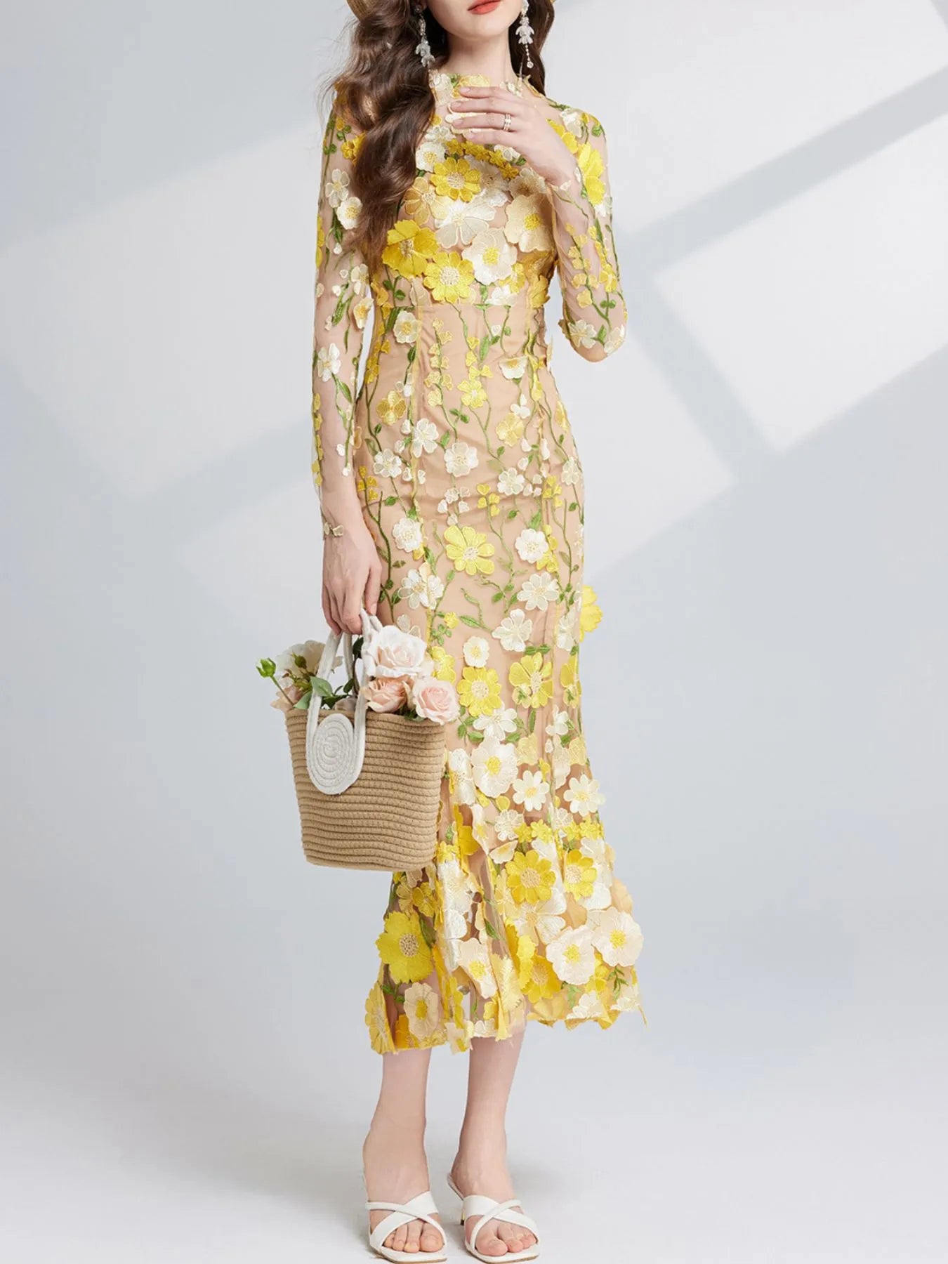 Enchanted Wildflower Mesh Maxi Dress | 4 Colors-Tactilefable