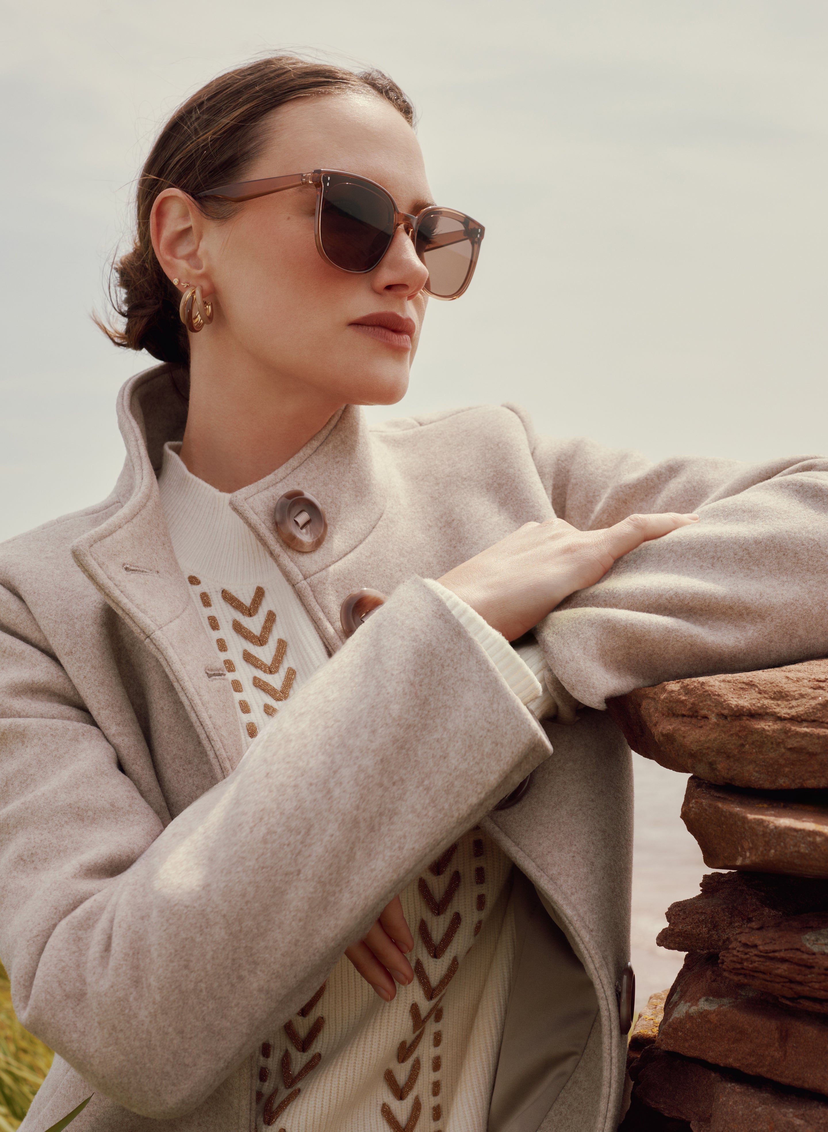 Stretch Wool-Blend Coat-Tactilefable