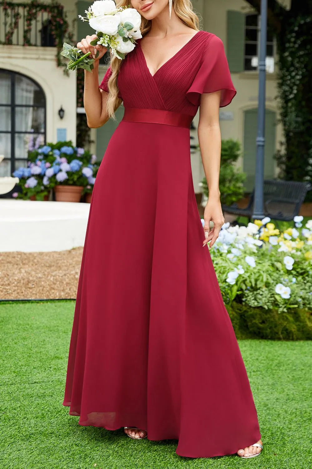 Rosalie Flutter Sleeve Maxi Dress | 2 Colors | Poundton-Tactilefable