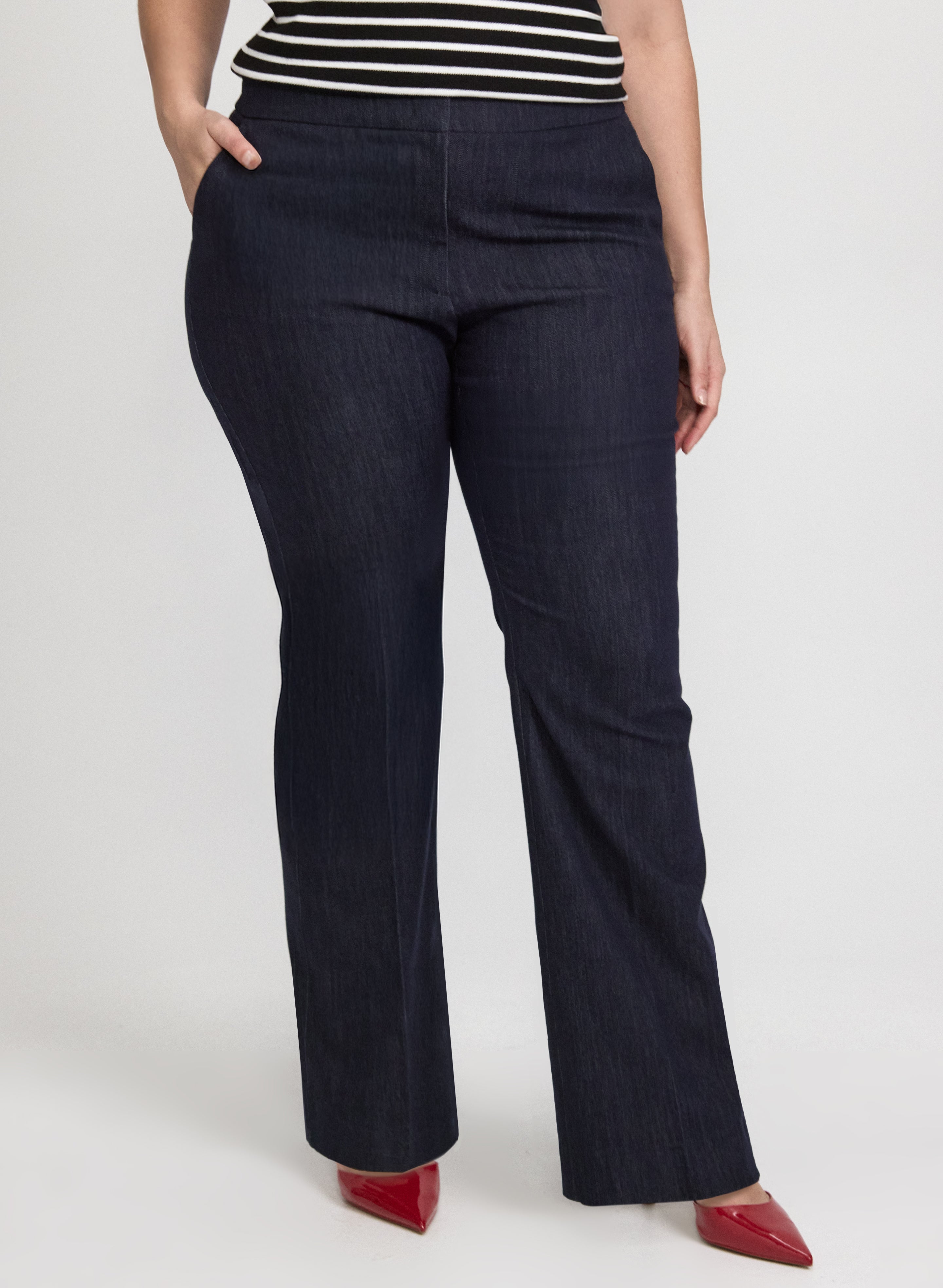 Flare-Leg Denim Pants-Tactilefable