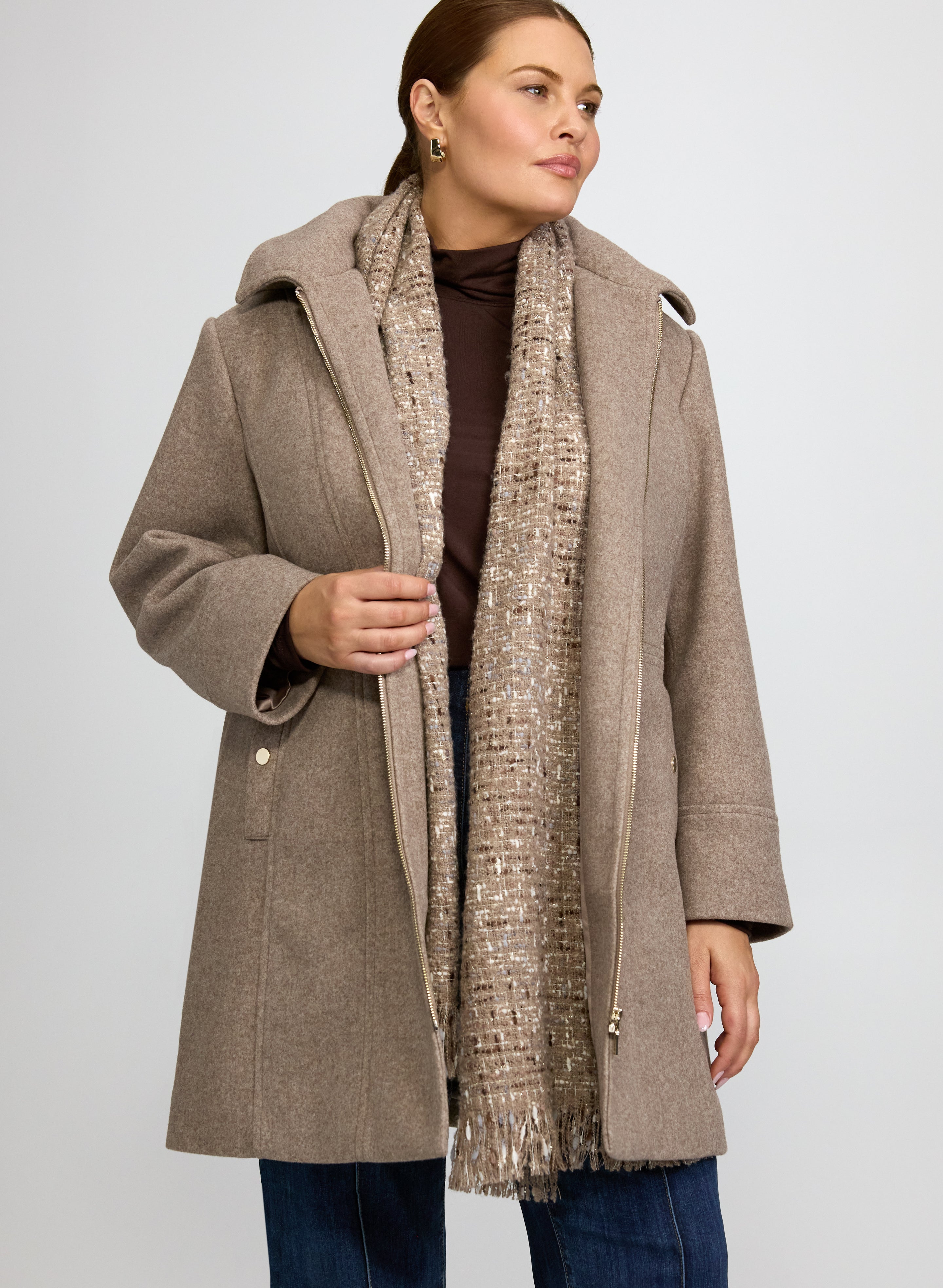Stretch Faux-Wool Coat-Tactilefable