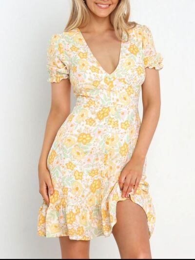 Bella Ruffled Hem Printed Short Sleeve Mini Dress | 2 Colors-Tactilefable