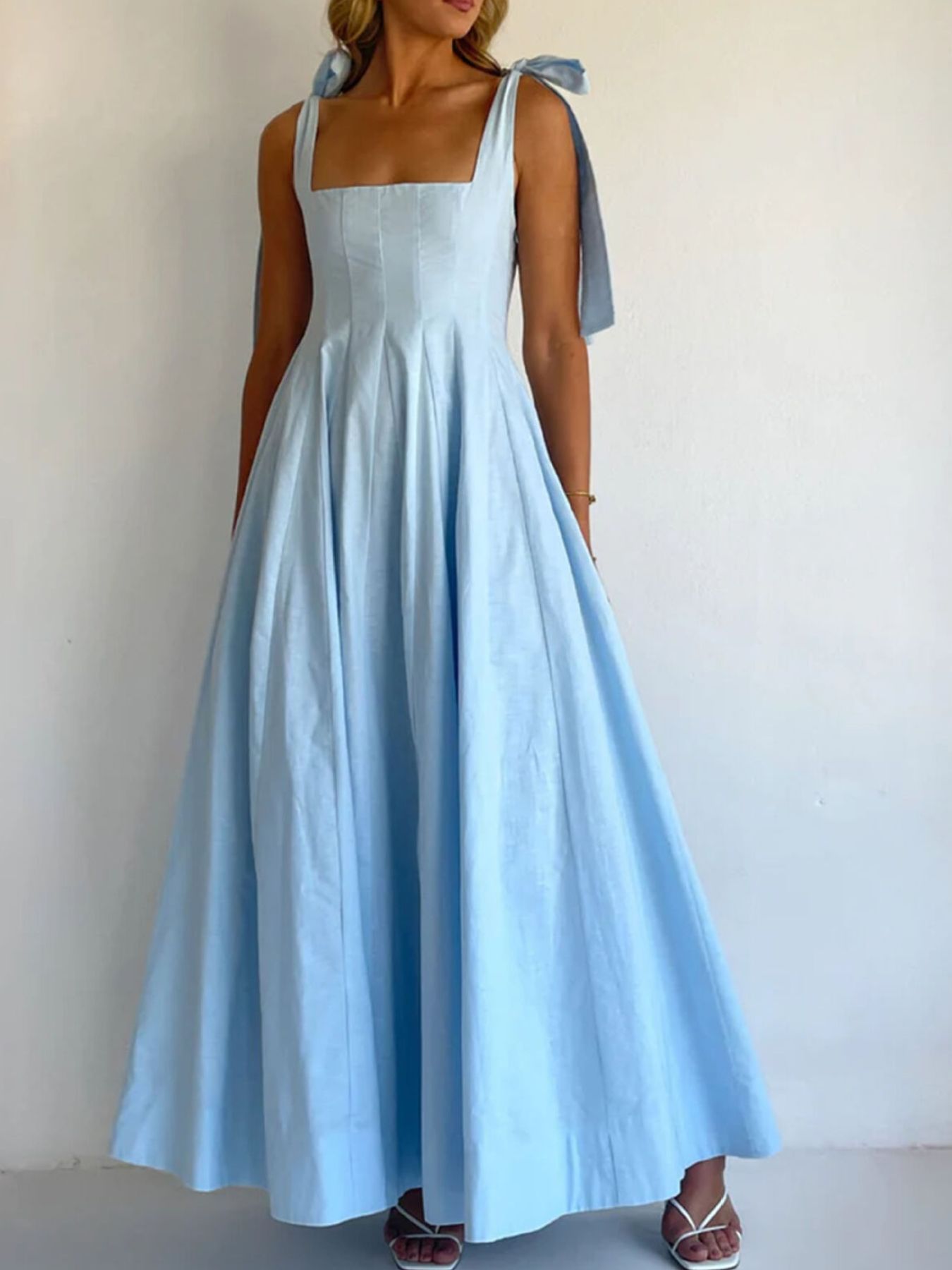 Pastel Promenade Tie-Shoulder Maxi Dress | 3 Colors-Tactilefable
