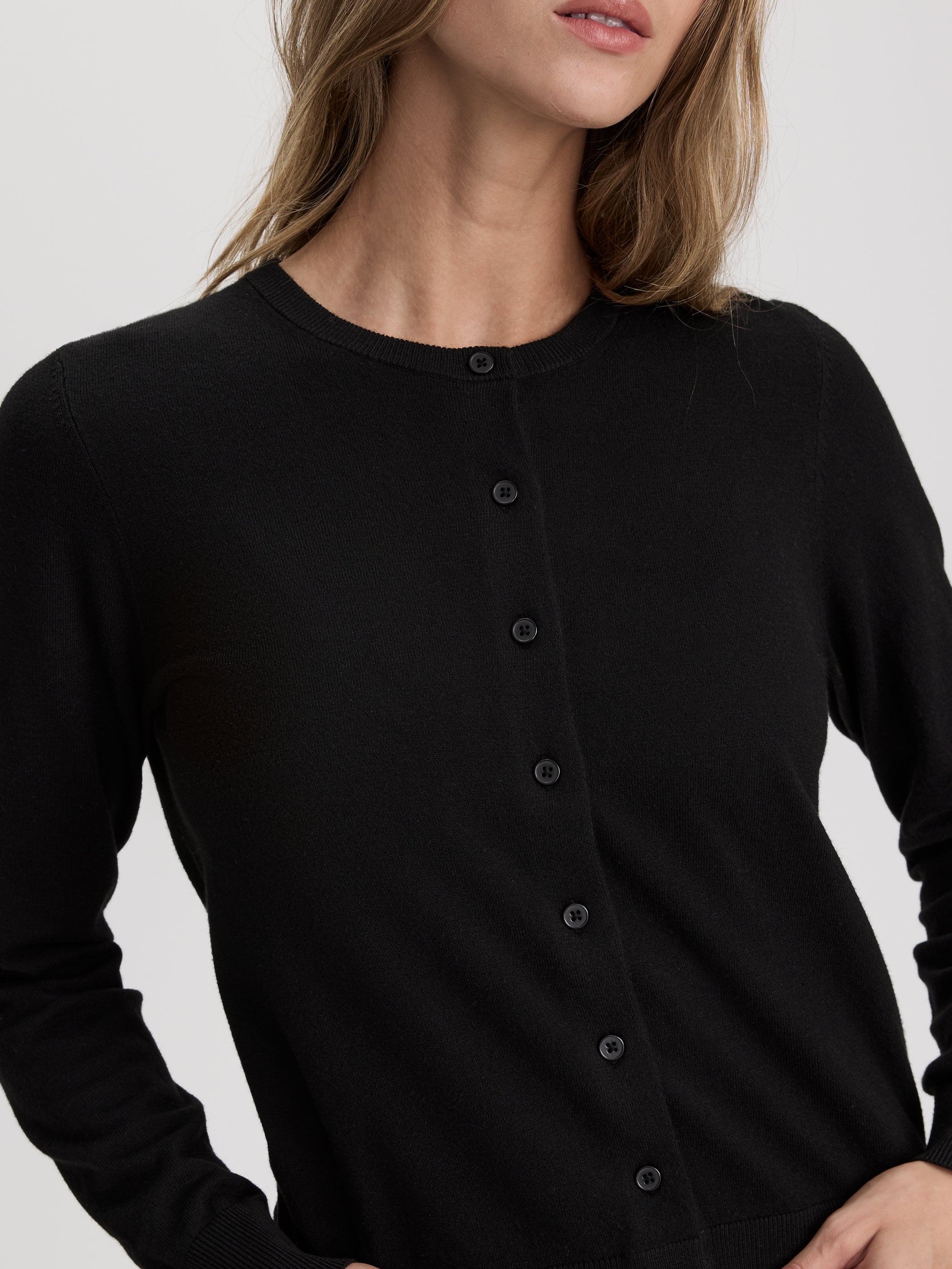 Crew-Neck Cardigan - R Essentials-Tactilefable