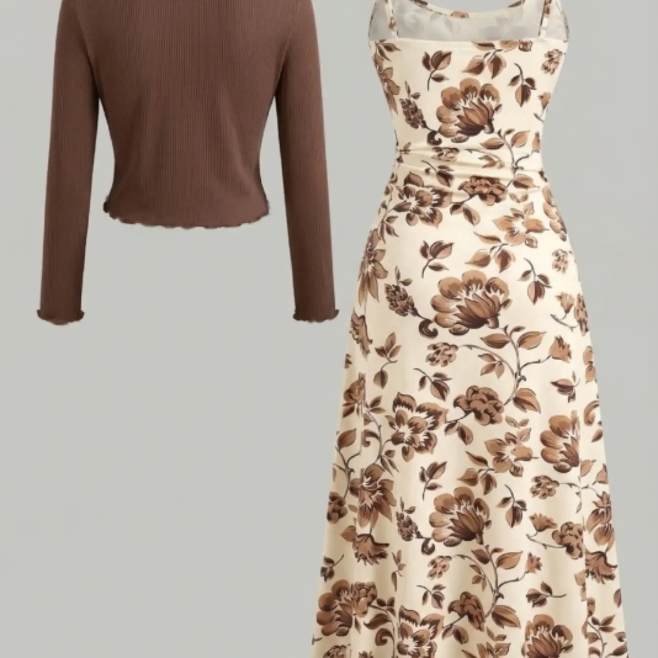 Conjunto de Dos Piezas: Cárdigan de Punto y Vestido de Tirantes