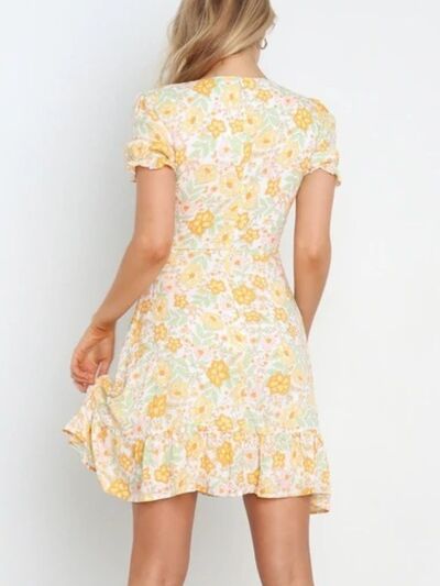 Bella Ruffled Hem Printed Short Sleeve Mini Dress | 2 Colors-Tactilefable