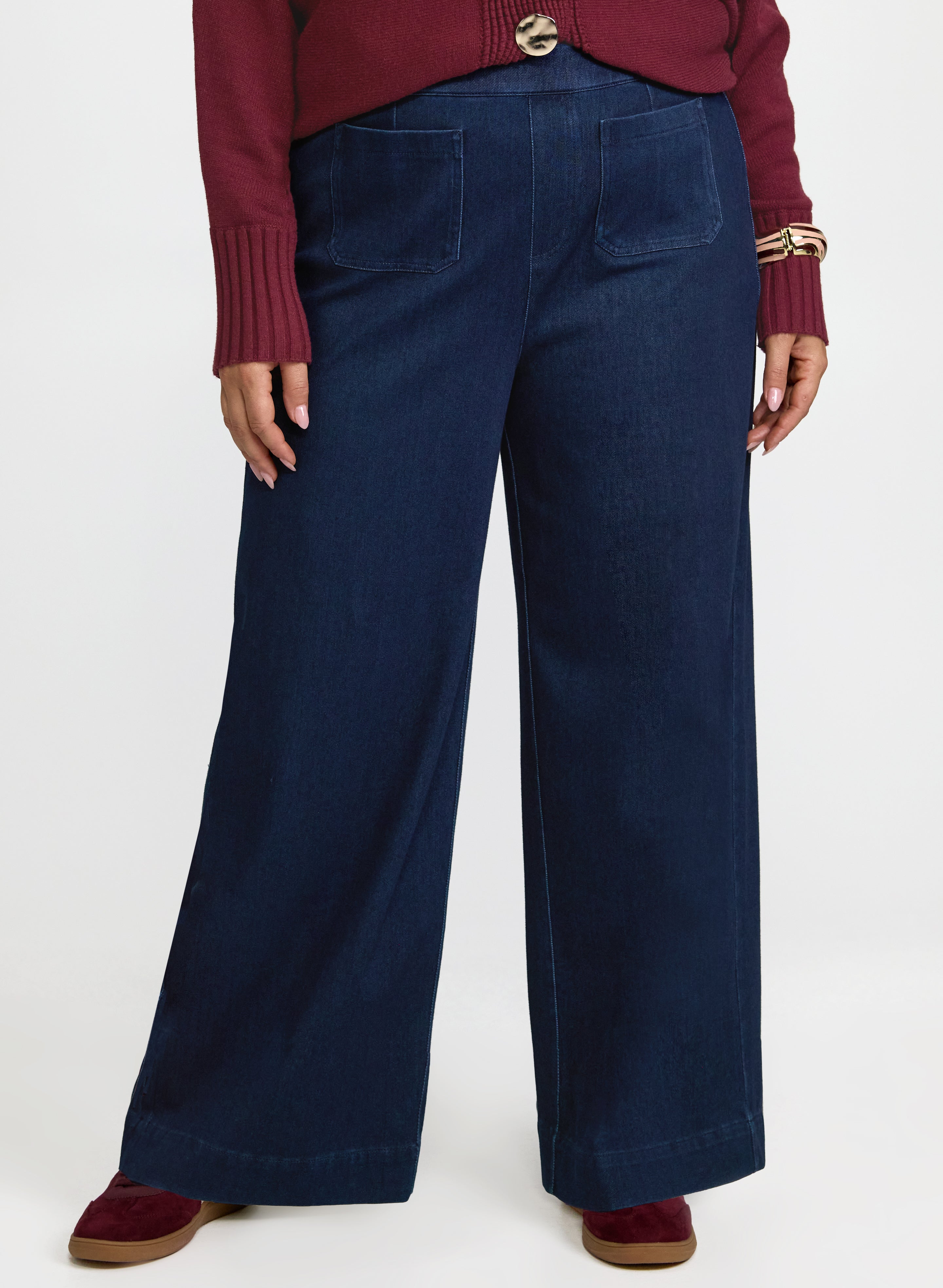 Comfort Stretch Wide-Leg Jeans-Tactilefable