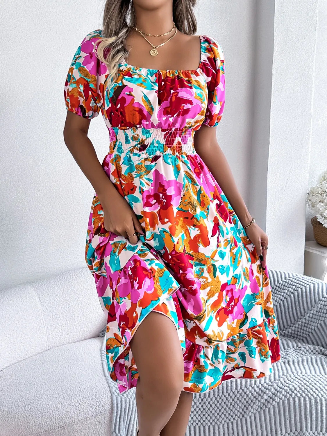Floral Breeze Off-the-Shoulder Dress | 2 Colors | Poundton-Tactilefable