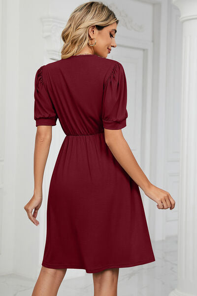Calipso V-Neck Puff Sleeve Dress | 8 Colors-Tactilefable