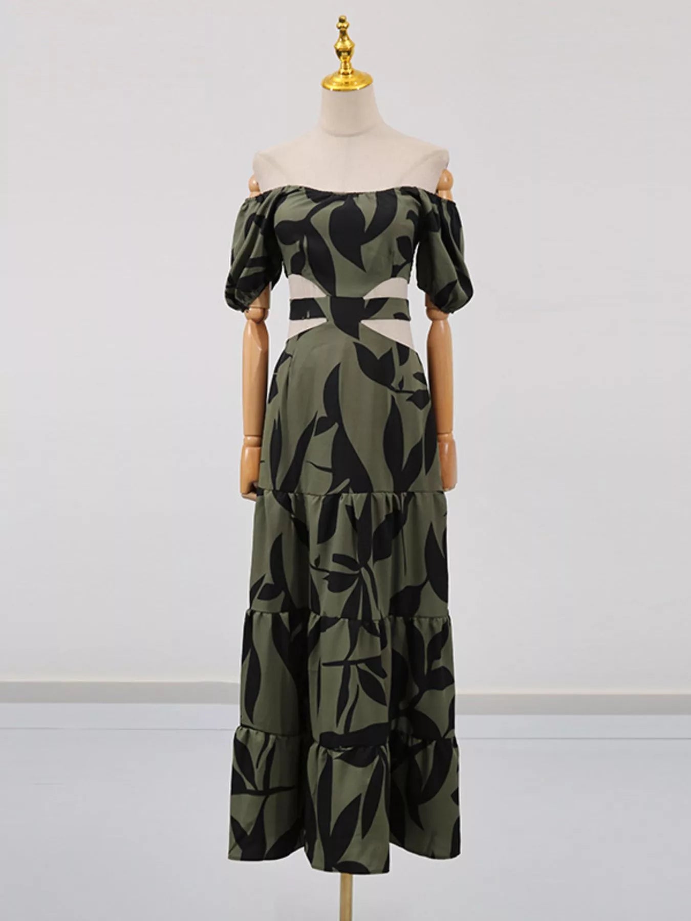 Lake Como Ruffle Off-Shoulder Cutout Maxi Dress | 3 Colors | Poundton-Tactilefable