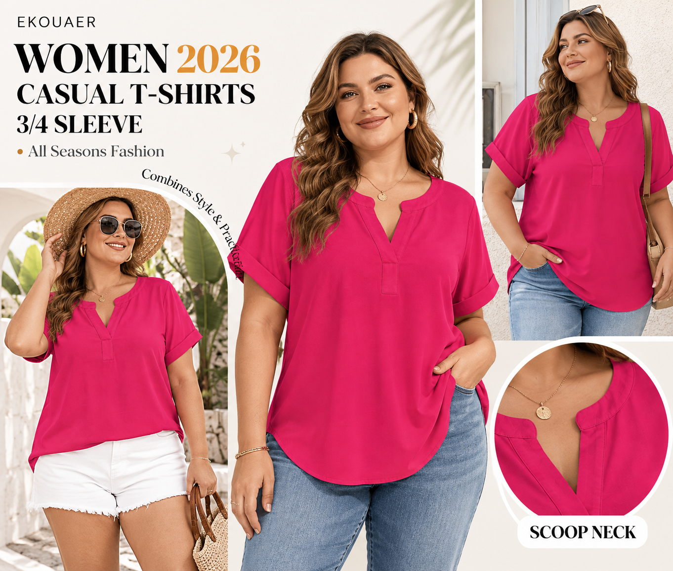 Notch Neck Rolled Cuff Blouse-Tactilefable