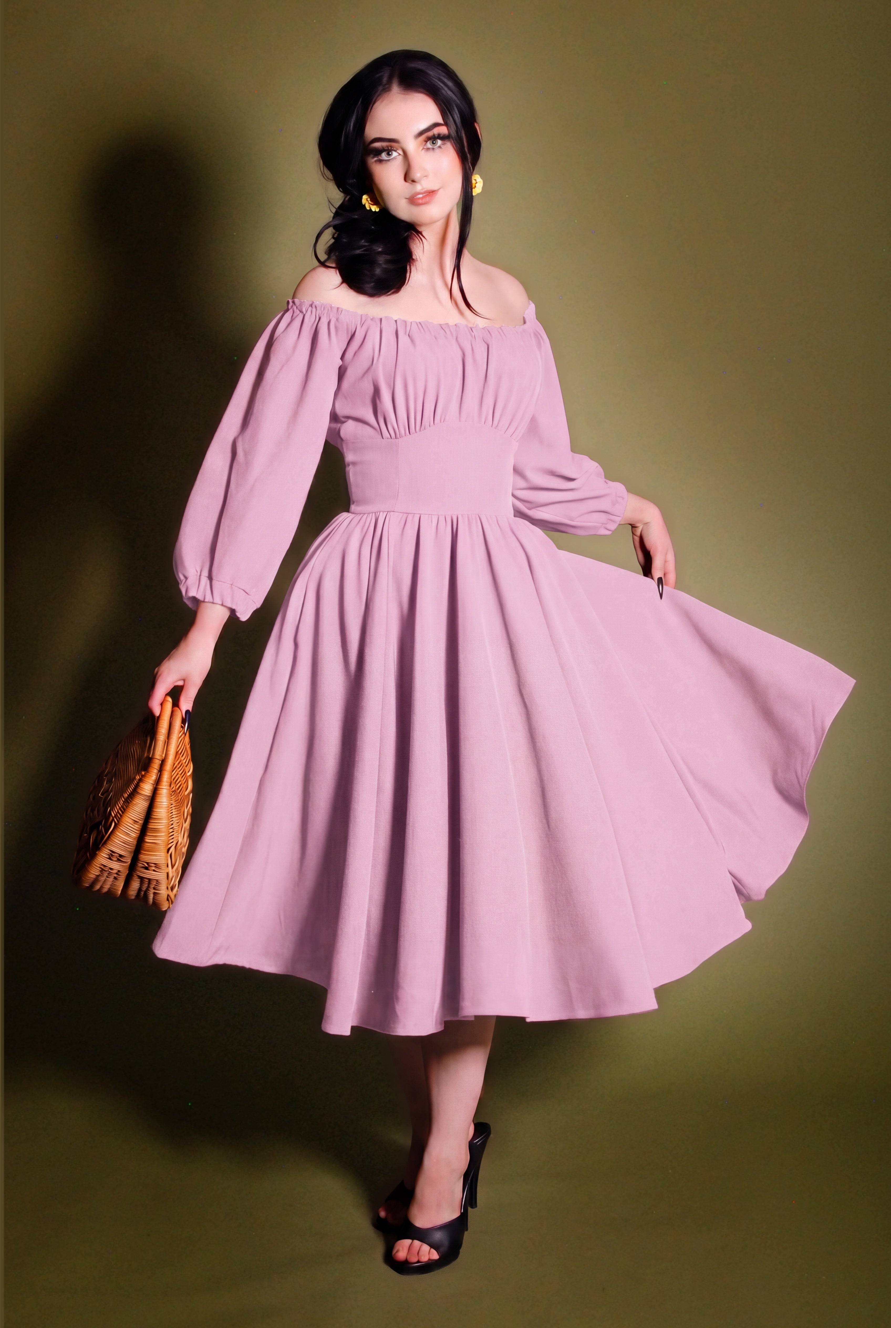 Marie-Therese Peasant Dress in Pinup Girl Pink-Tactilefable