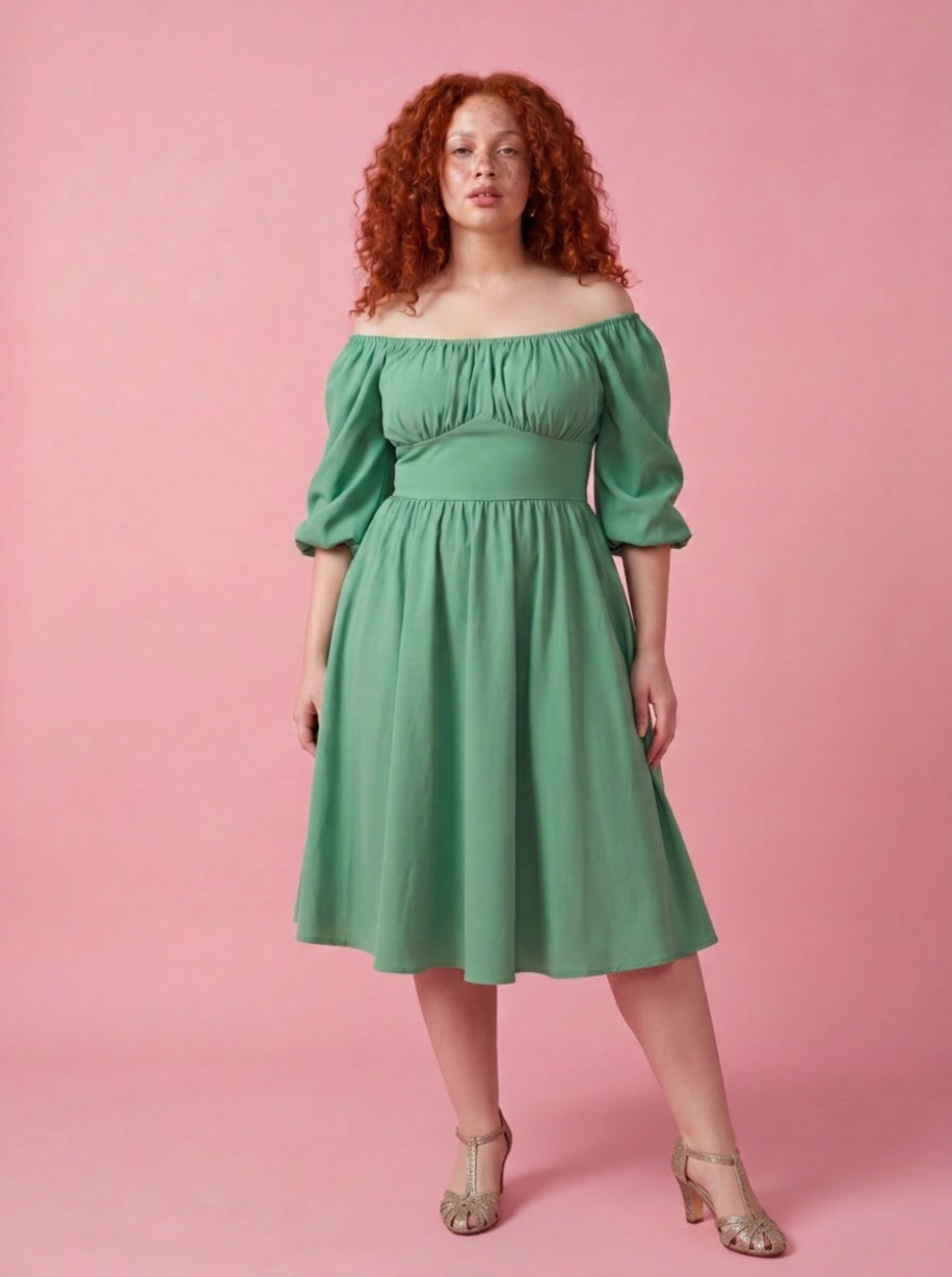 Marie-Therese Peasant Dress in Mint-Tactilefable