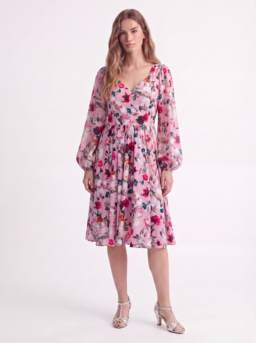 Kara Swing Dress in Mauve Ambrosia Floral-Tactilefable
