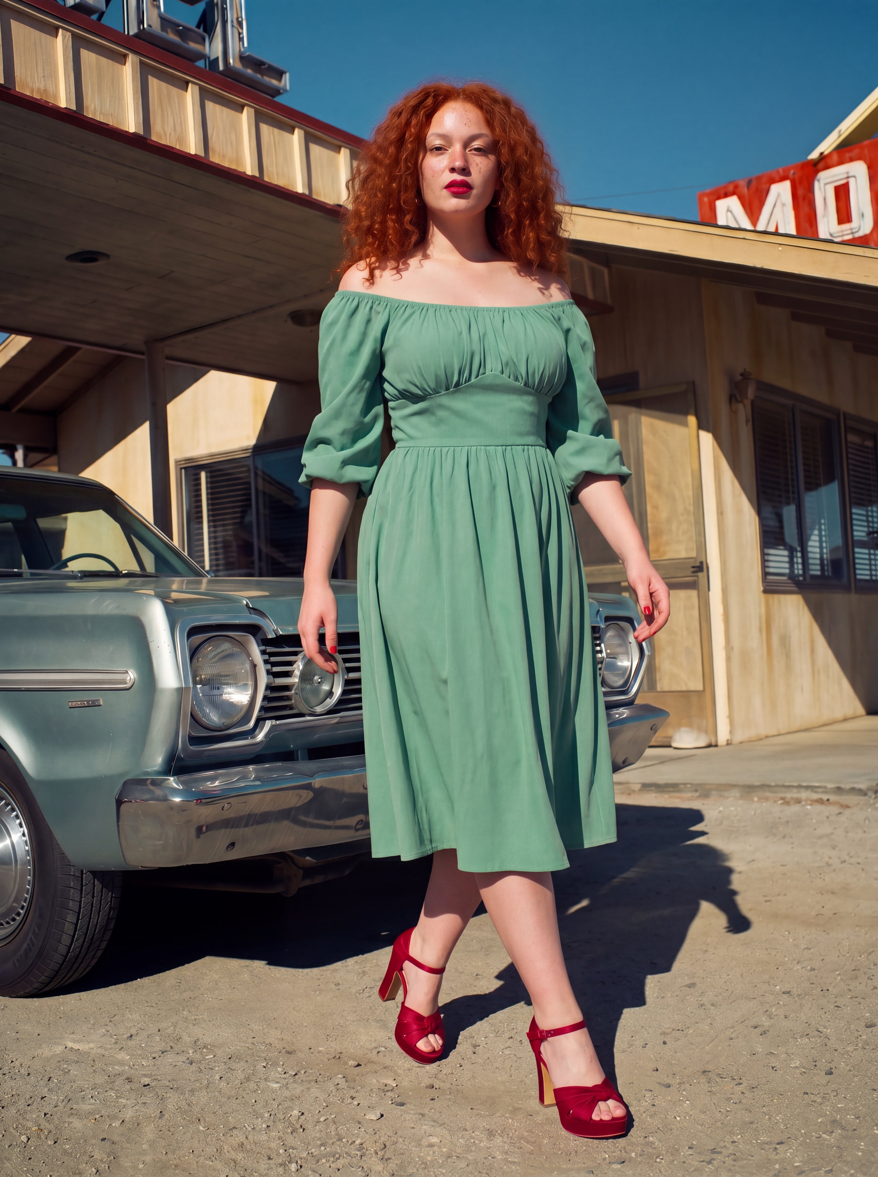 Marie-Therese Peasant Dress in Mint-Tactilefable