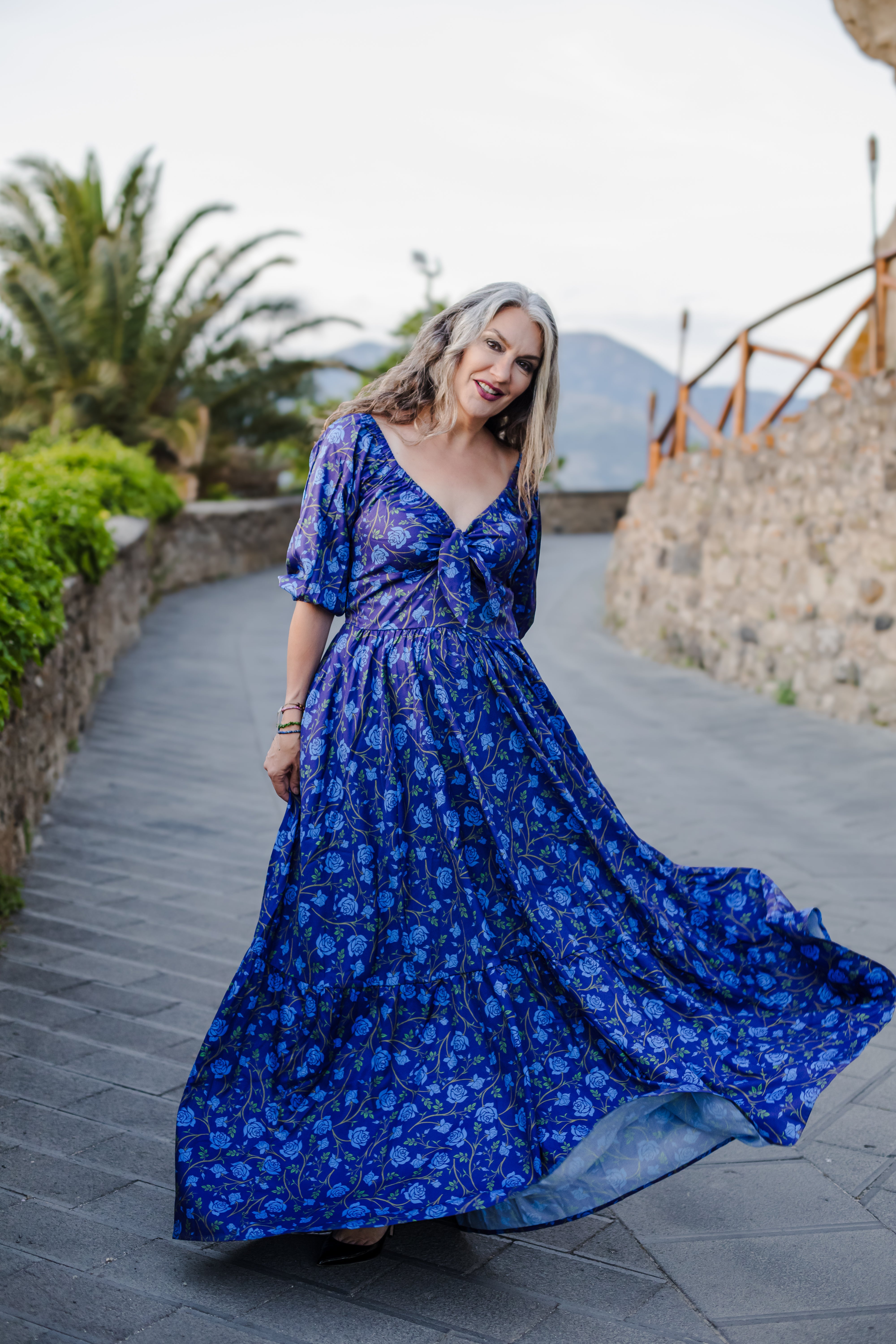 Molly Maxi in Blue Rose Silhouette-Tactilefable