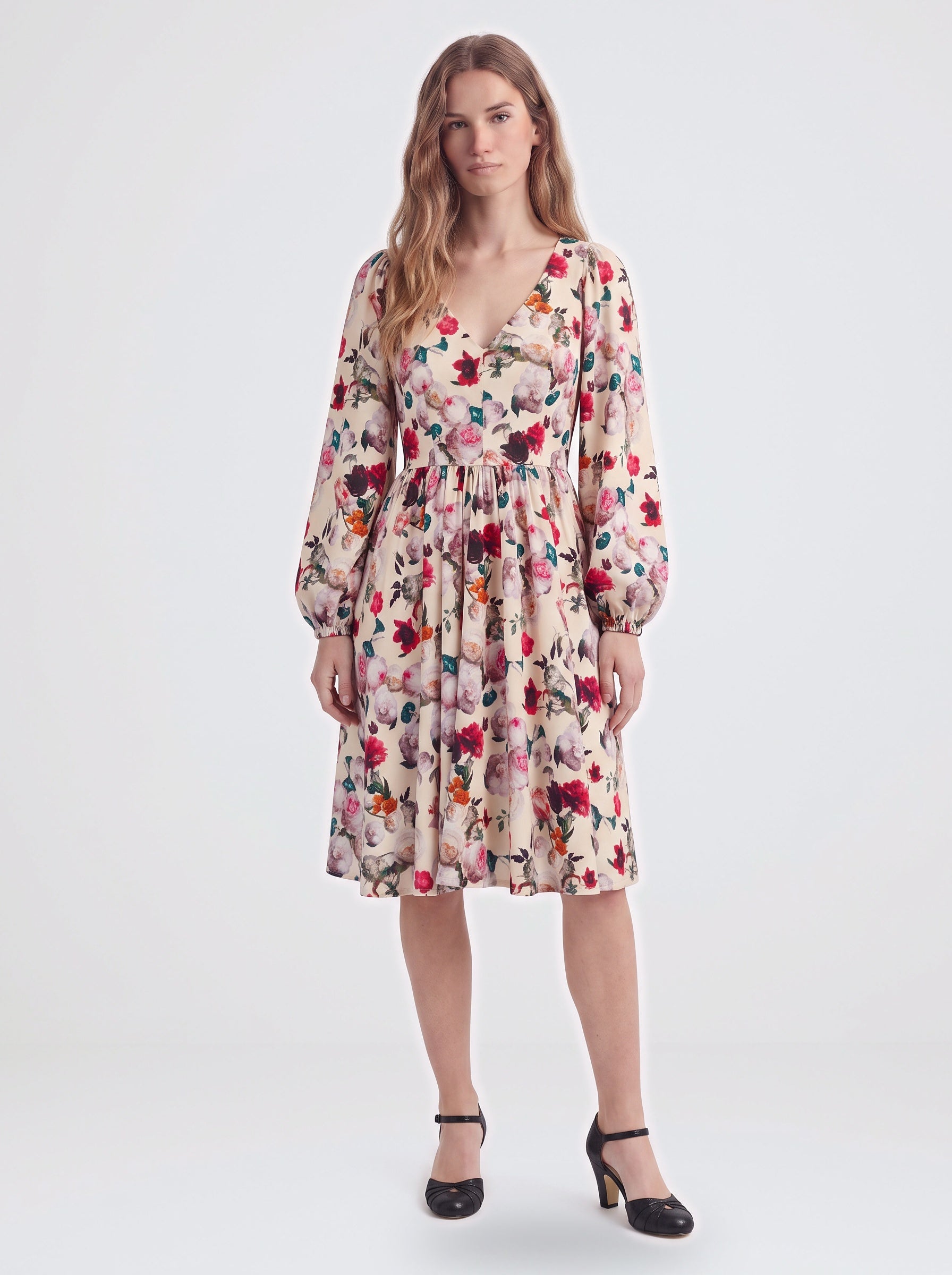 Kara Swing Dress in Ivory Ambrosia Floral-Tactilefable