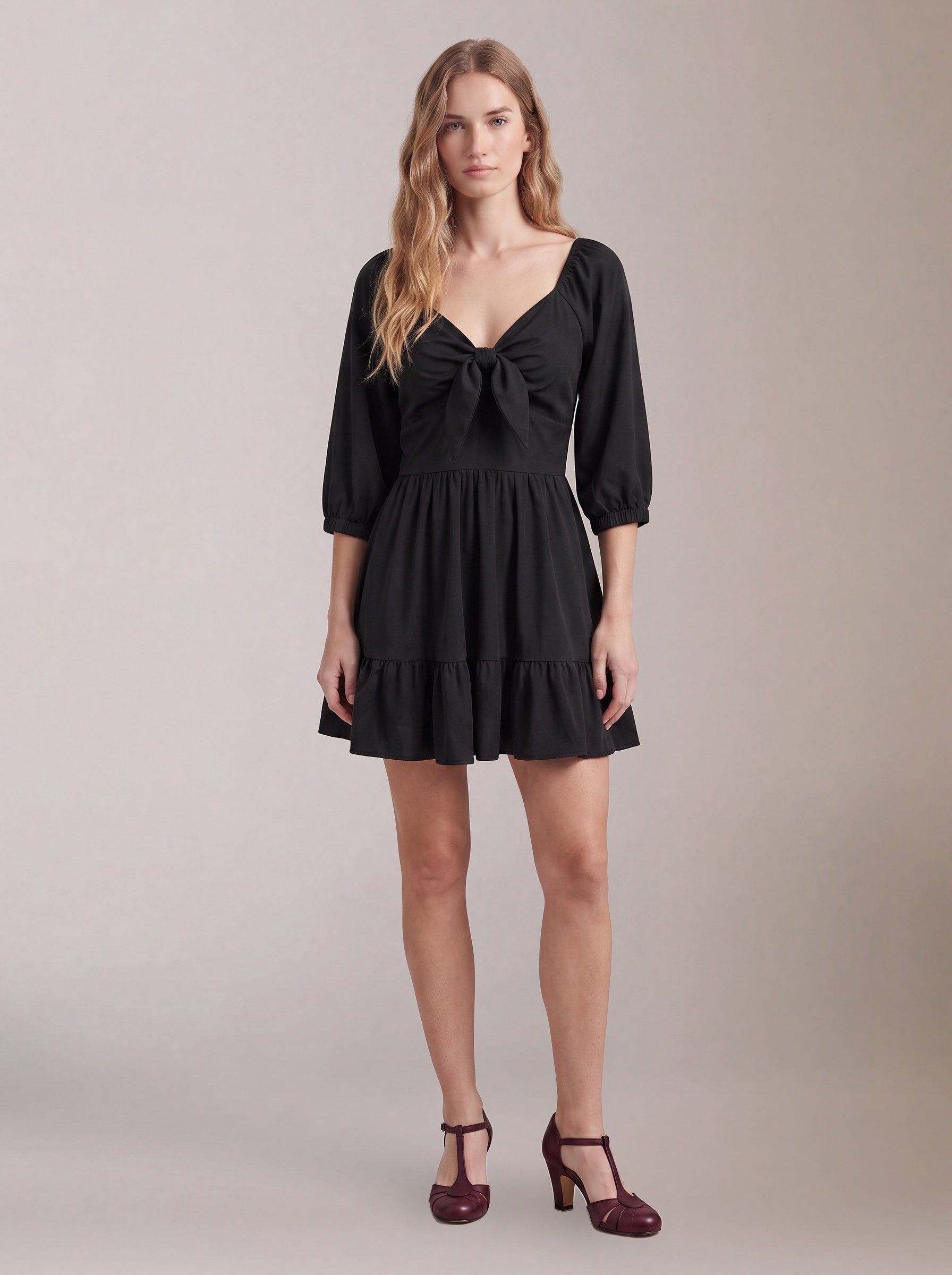 Molly Mini Dress in Solid Black-Tactilefable